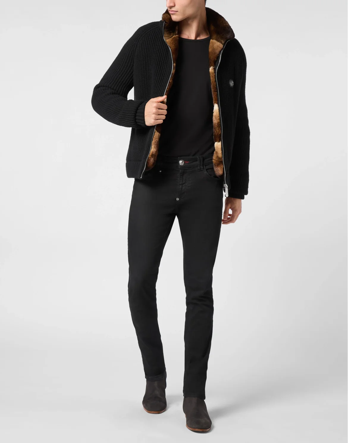 Wool Knit Collar Jacket, цвет: Черный