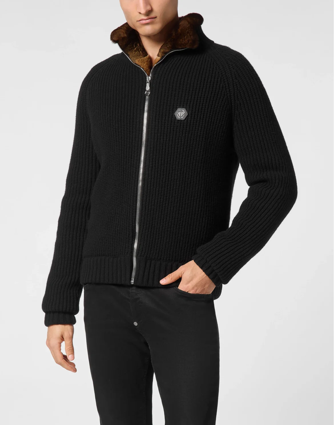 Wool Knit Collar Jacket, цвет: Черный