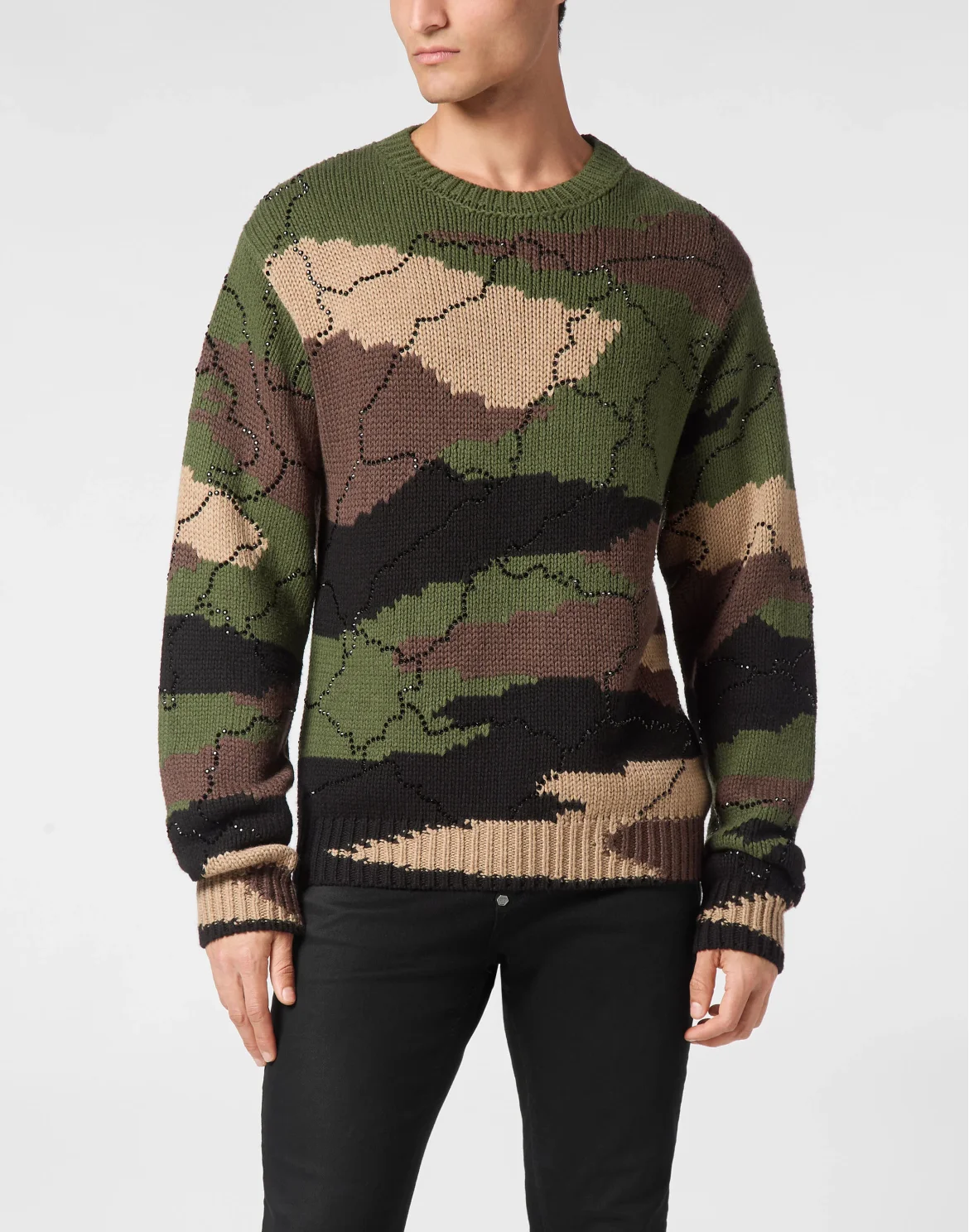 Pullover Round Neck Long-Sleeve Strass Camouflage, цвет: Камуфляж