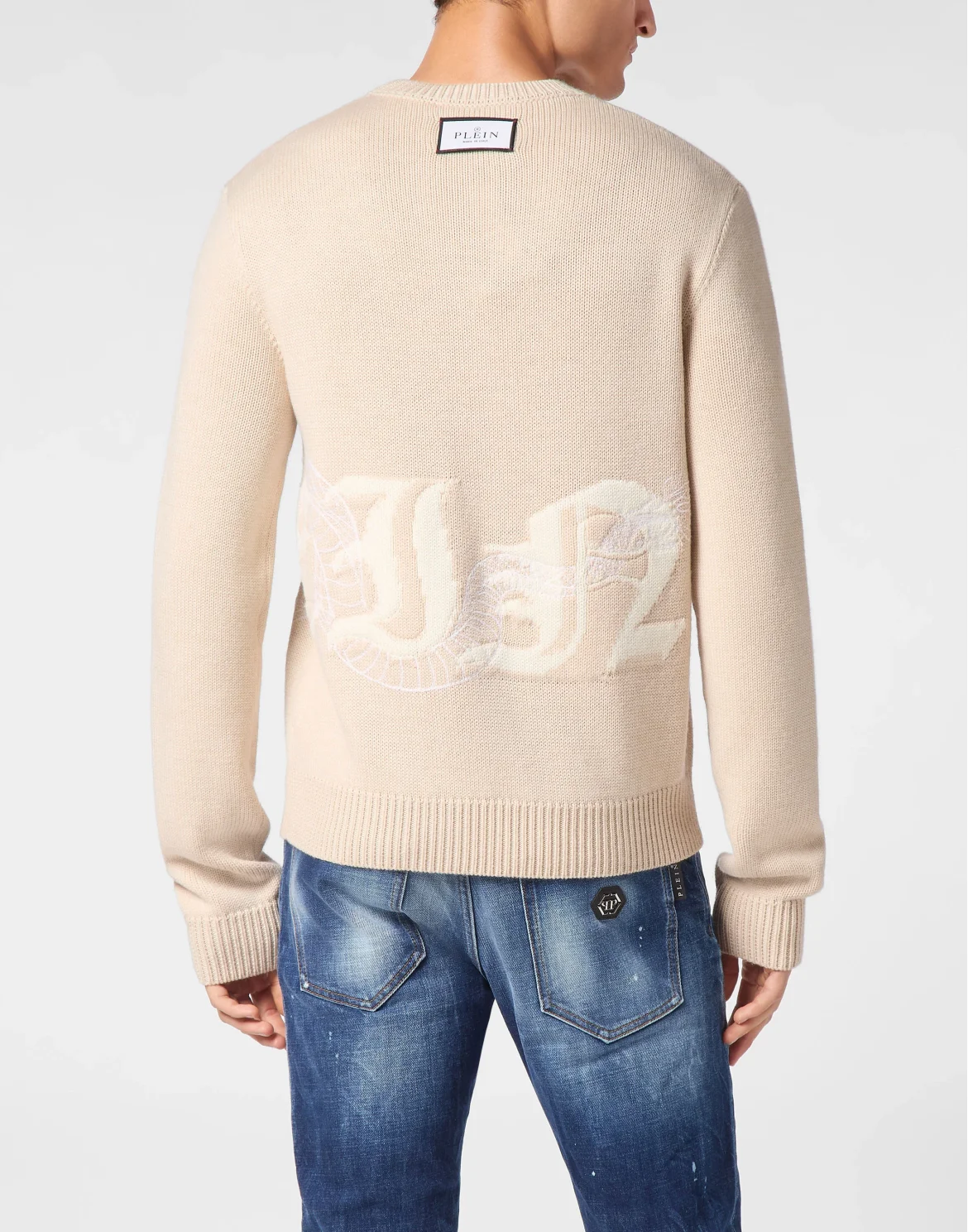 Pullover Round Neck Long-Sleeve Dragon, цвет: Белый