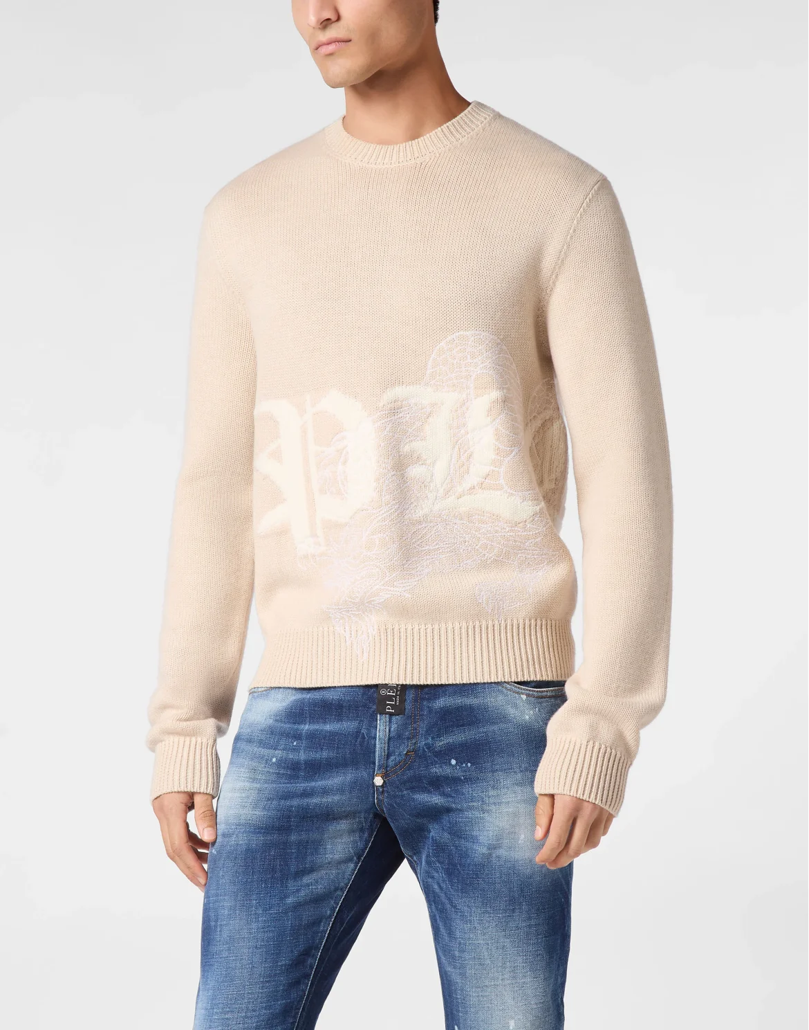 Pullover Round Neck Long-Sleeve Dragon, цвет: Белый