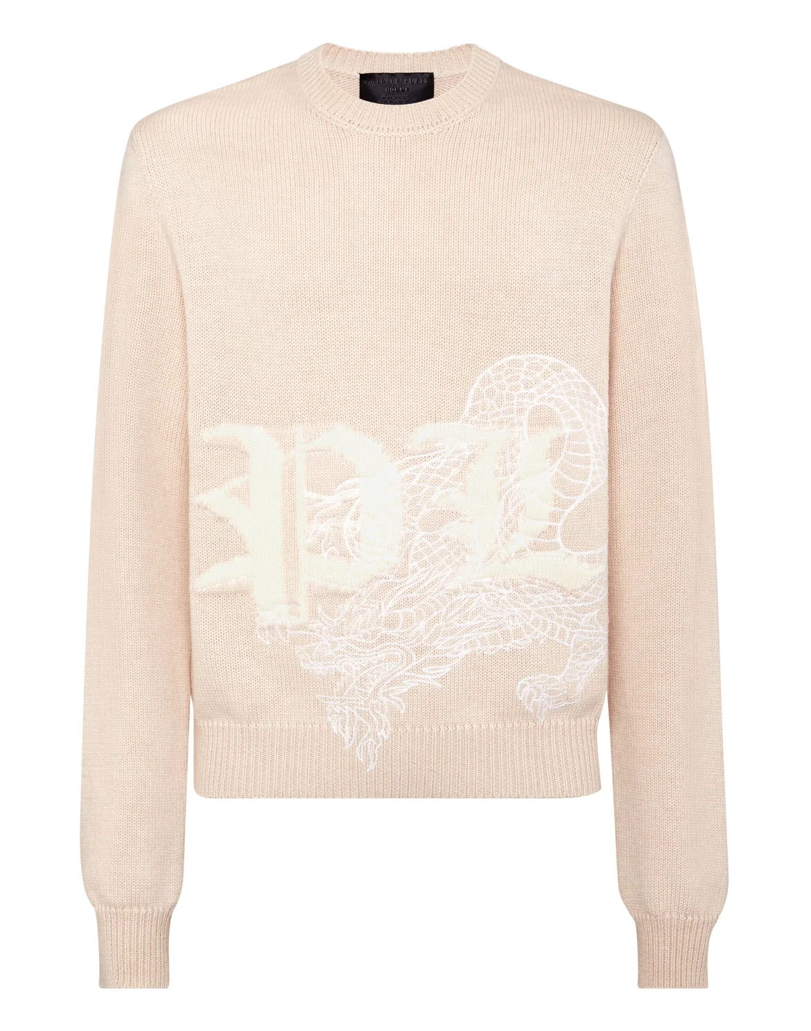 Pullover Round Neck Long-Sleeve Dragon, цвет: Белый