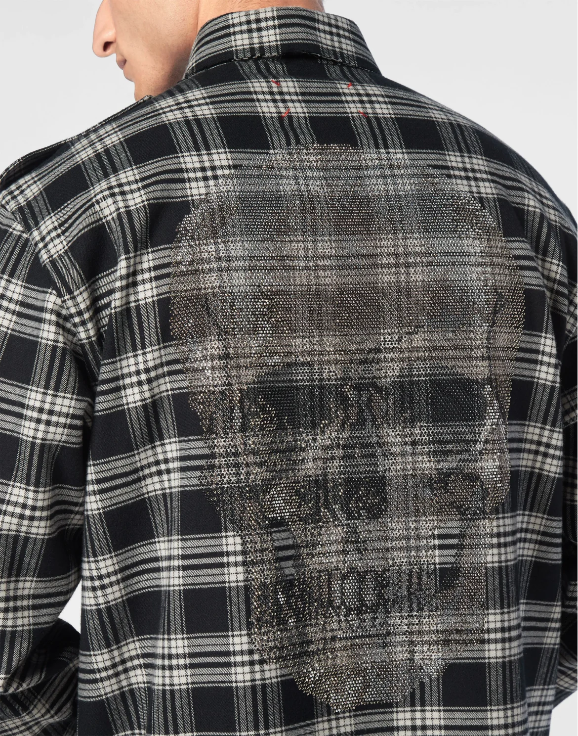 Tartan Shirt Oversize Cut Crystal Skull, цвет: Черный
