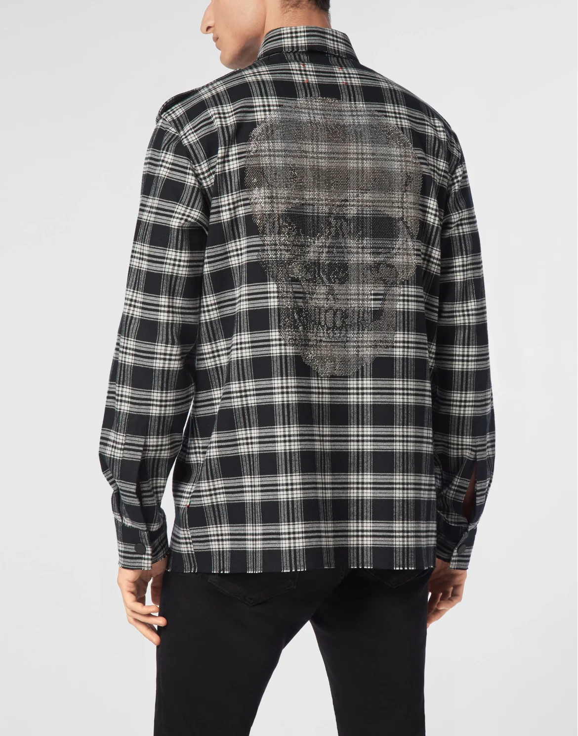 Tartan Shirt Oversize Cut Crystal Skull, цвет: Черный