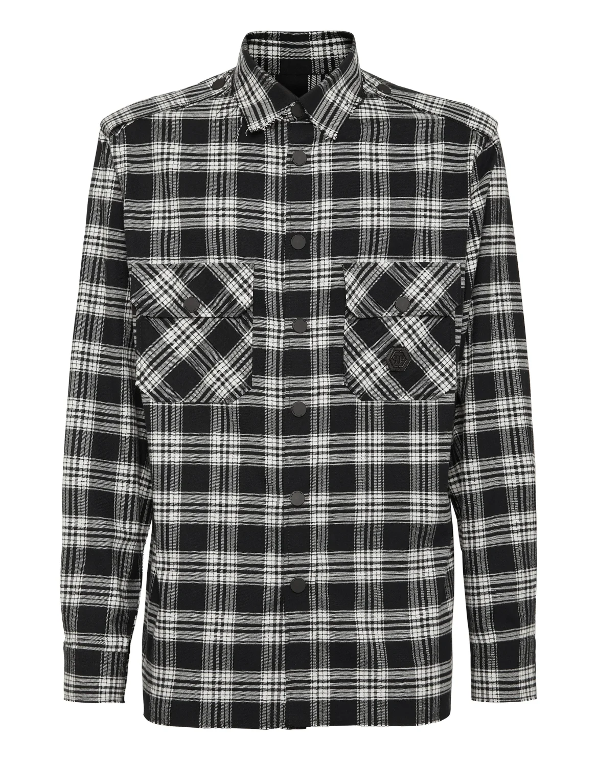 Tartan Shirt Oversize Cut Crystal Skull, цвет: Черный