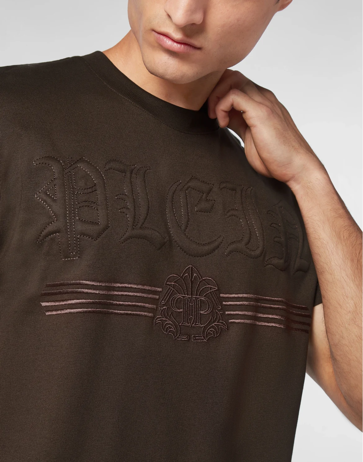 T-shirt Round Neck SS Gothic Plein, цвет: Коричневый