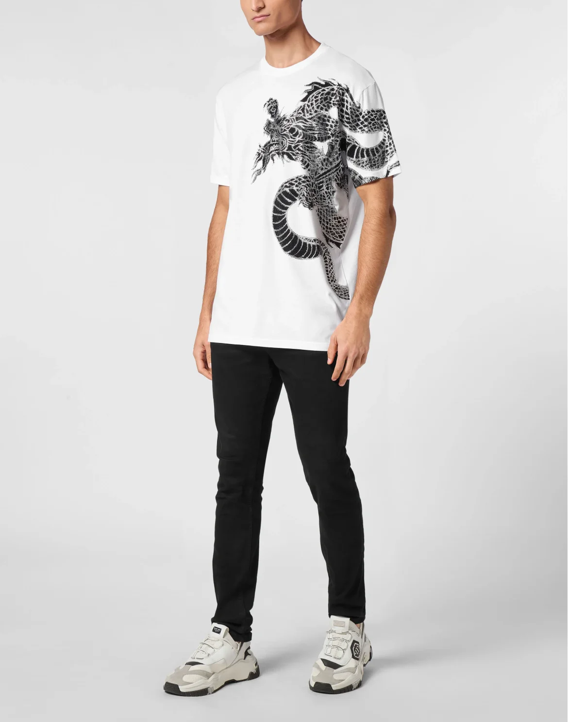 T-shirt Round Neck SS Dragon Strass, цвет: Белый