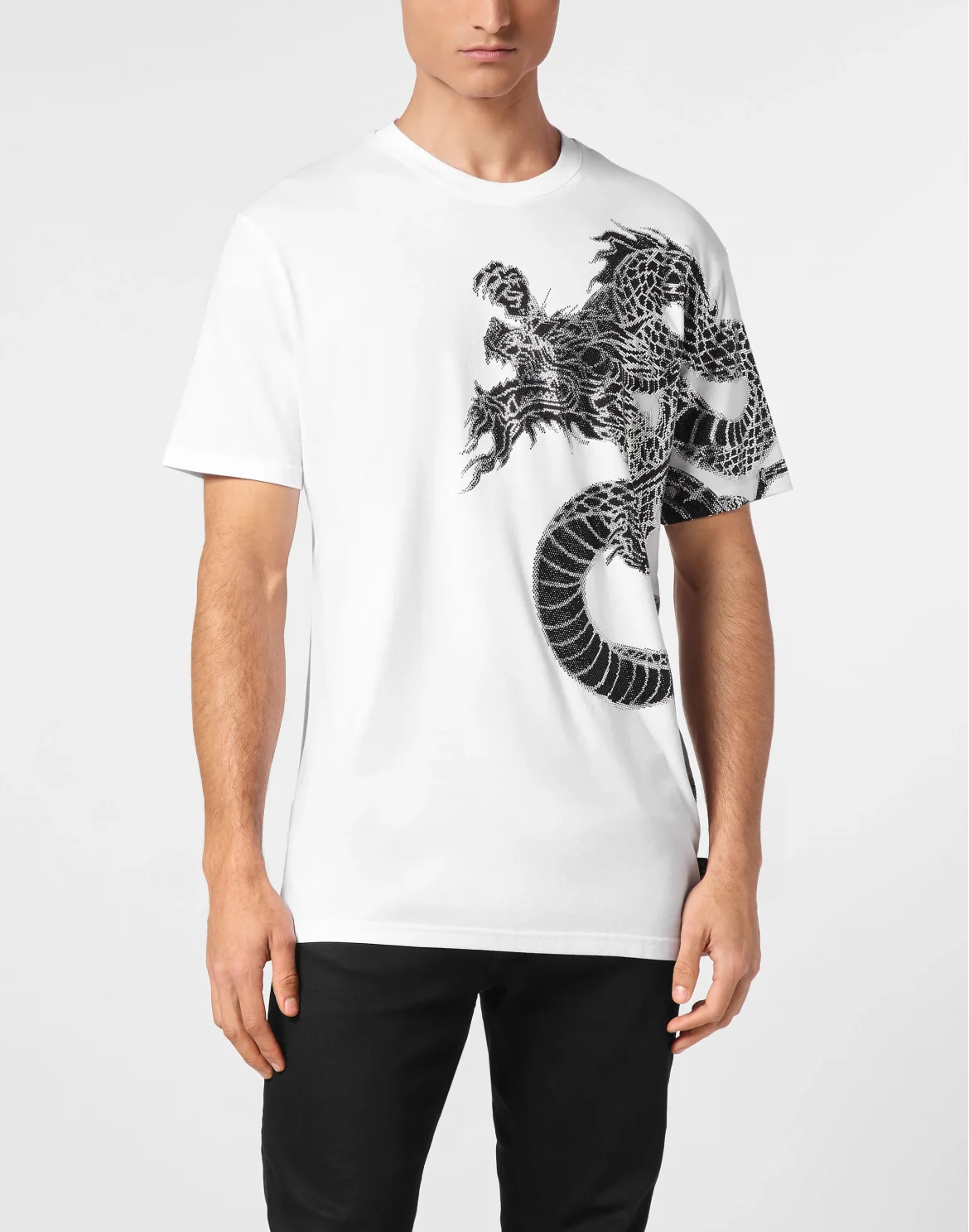 T-shirt Round Neck SS Dragon Strass, цвет: Белый