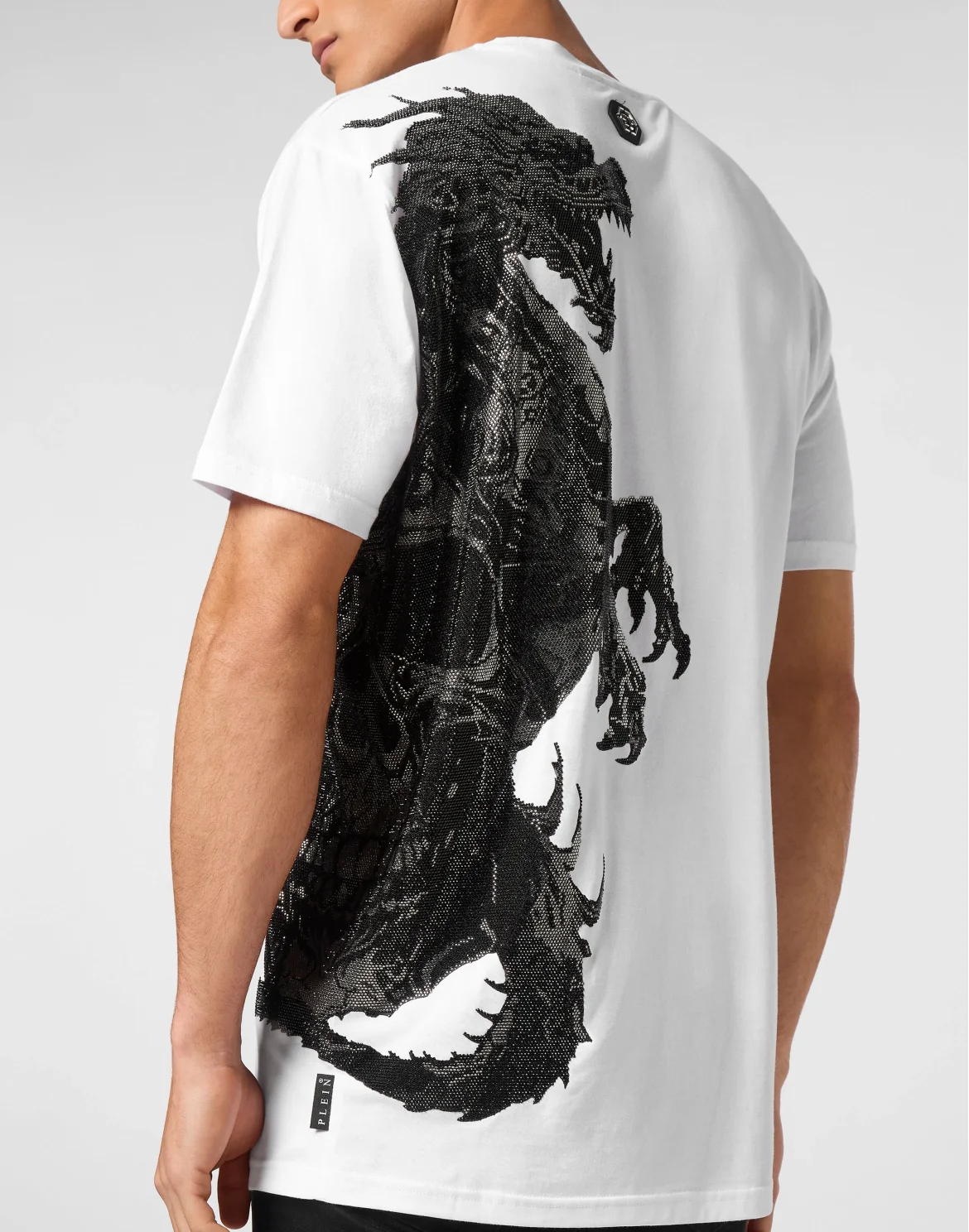 T-shirt Round Neck SS Dragon Skull strass, цвет: Белый