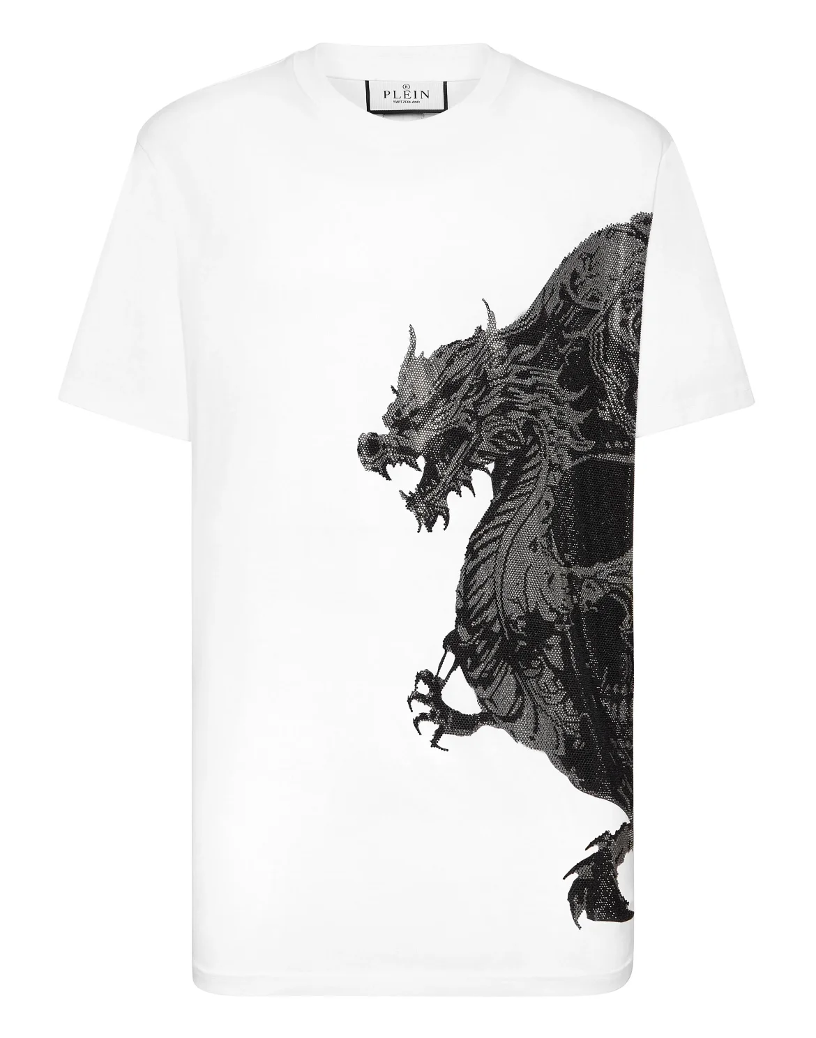 T-shirt Round Neck SS Dragon Skull strass, цвет: Белый