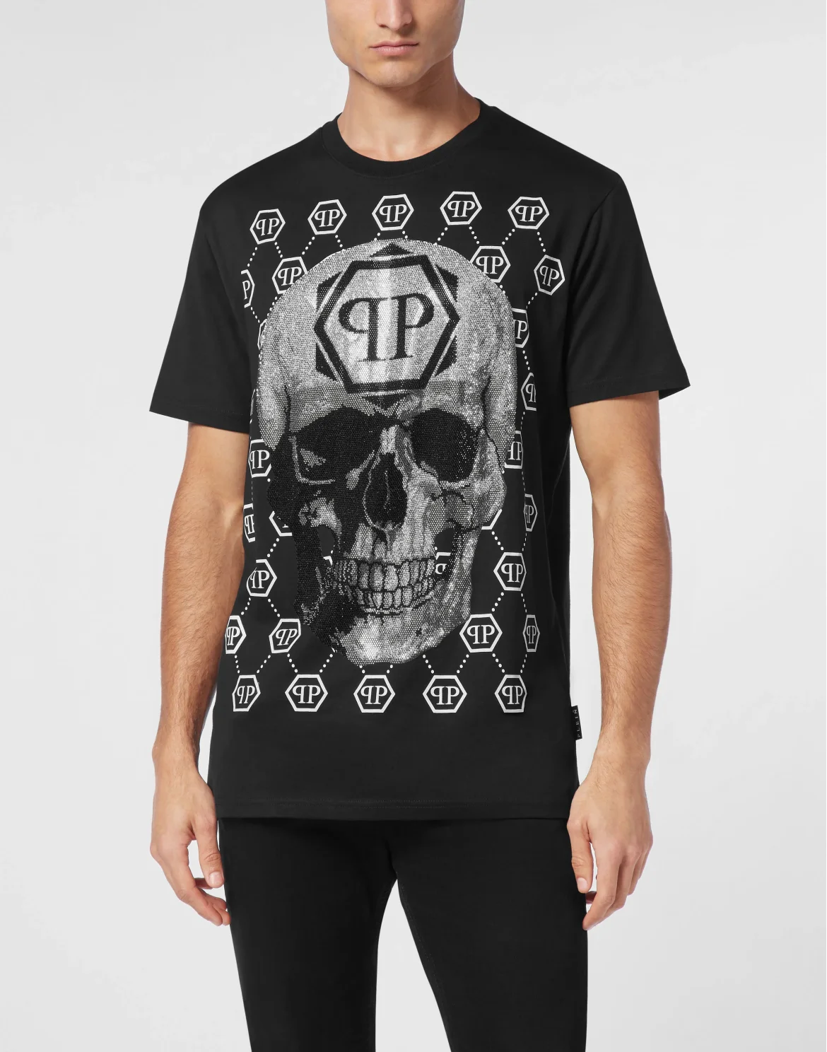 T-shirt Round Neck SS Skull strass, цвет: Черный