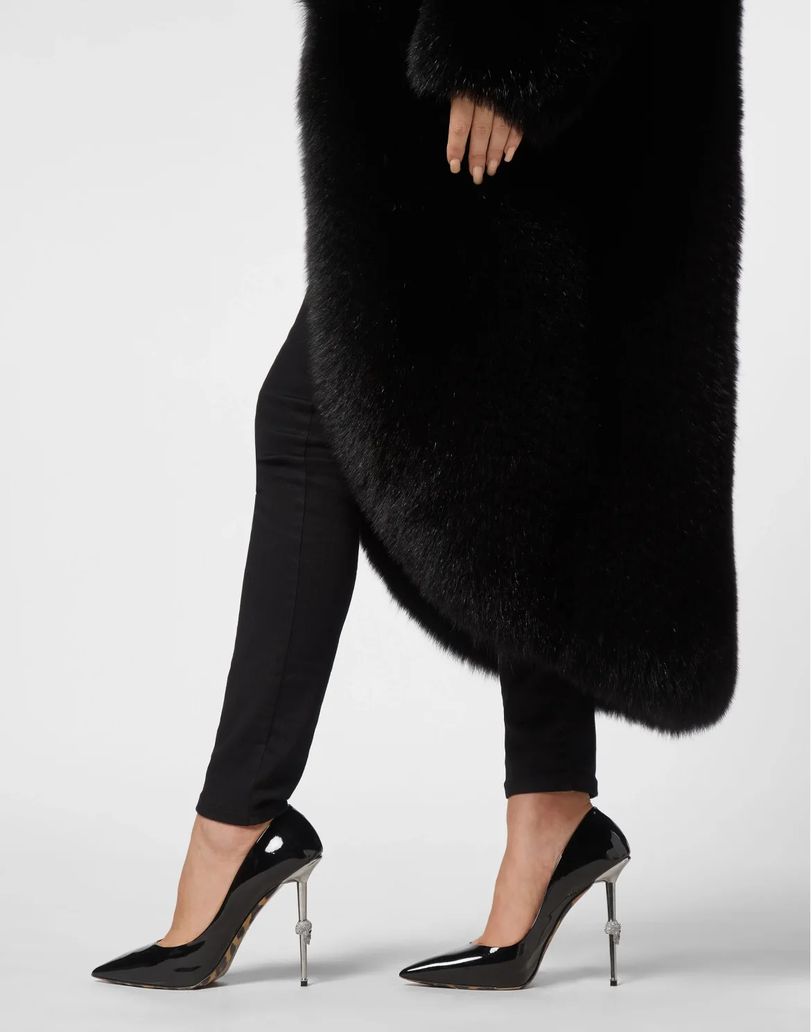 Fox Fur Oversize Coat Long, цвет: Черный