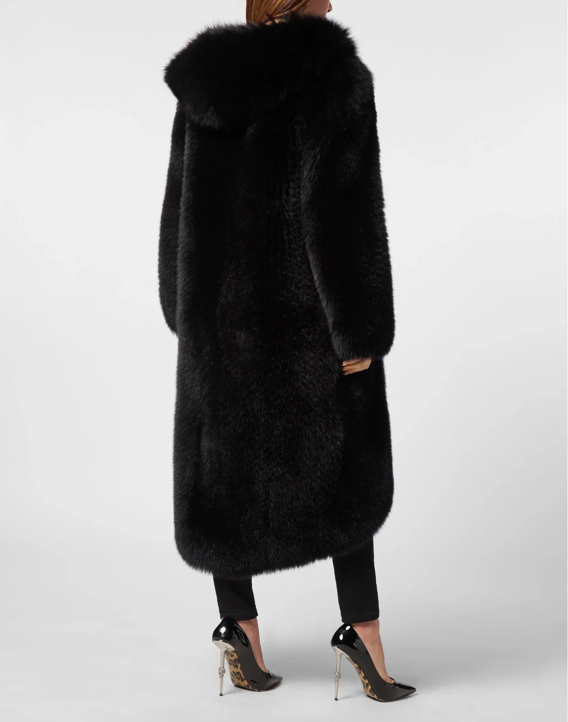 Fox Fur Oversize Coat Long, цвет: Черный