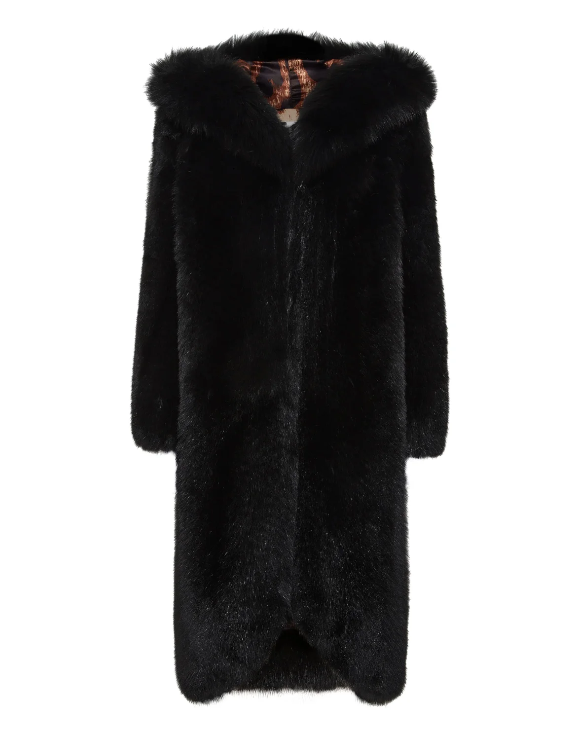 Fox Fur Oversize Coat Long, цвет: Черный