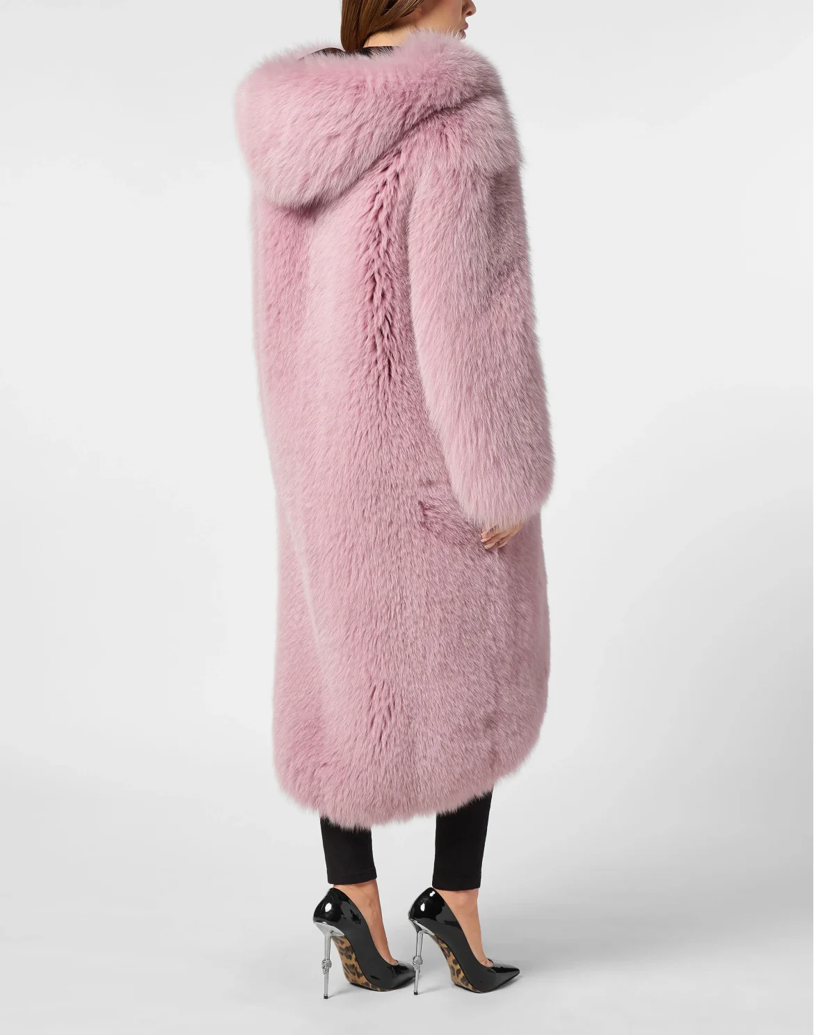 Fox Fur Oversize Coat Long, цвет: Розовый