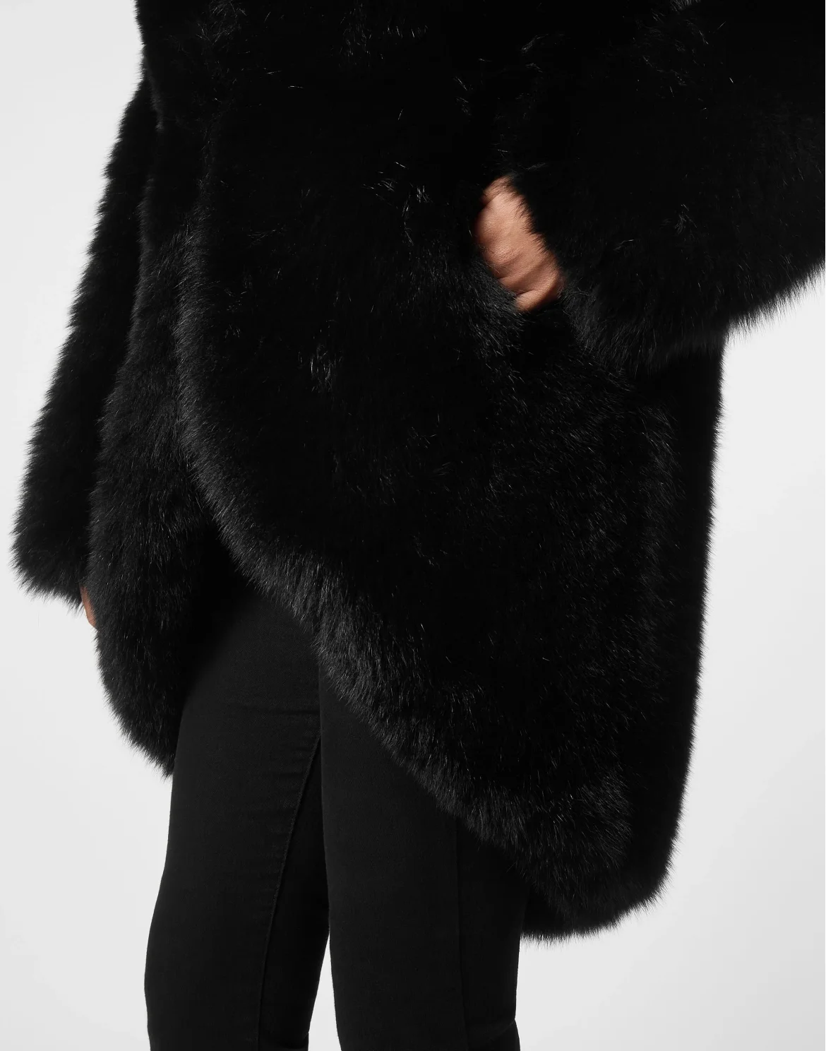 Fox Fur Oversize Jacket, цвет: Черный