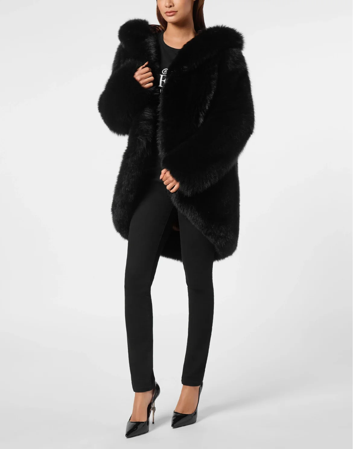 Fox Fur Oversize Jacket, цвет: Черный
