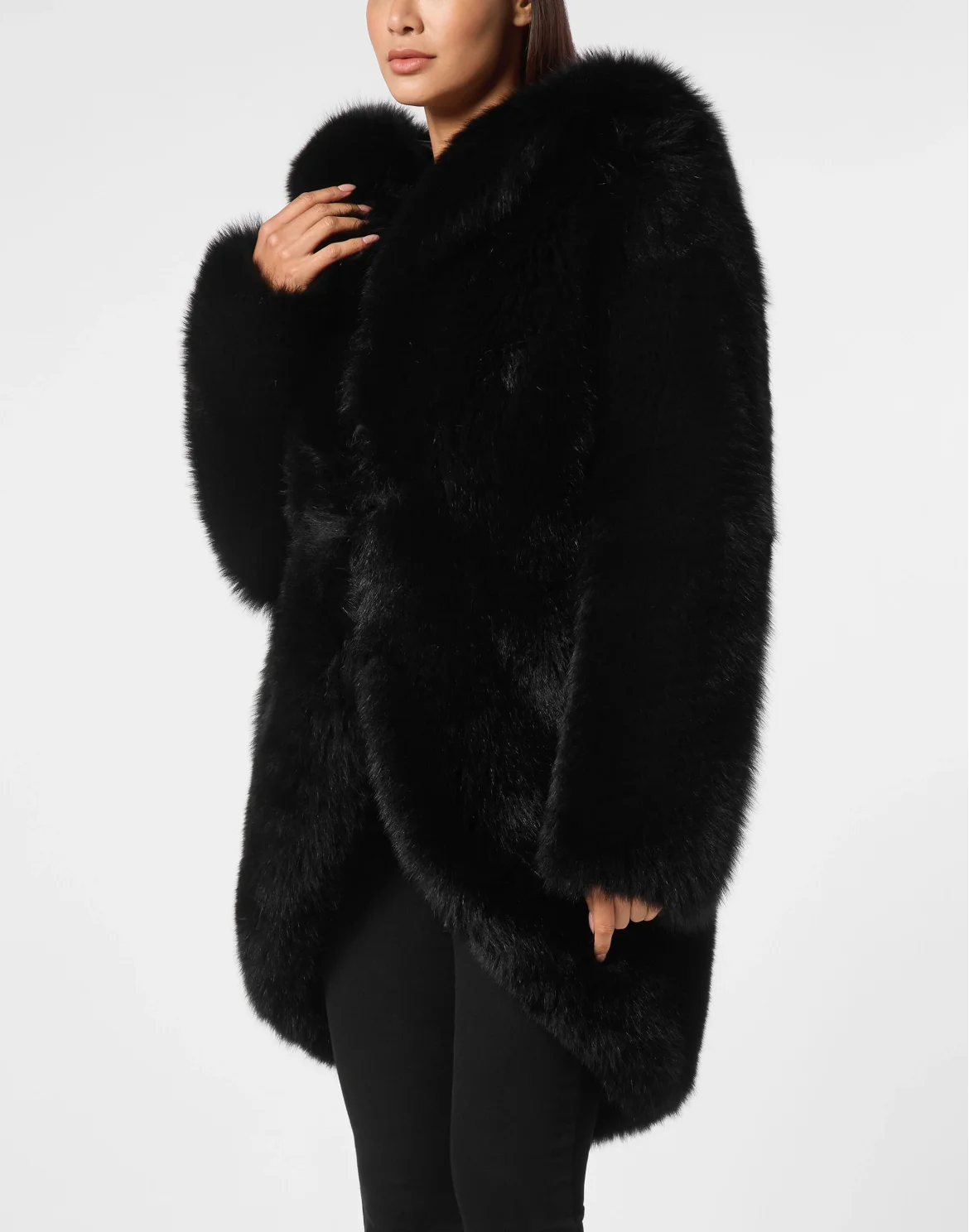 Fox Fur Oversize Jacket, цвет: Черный