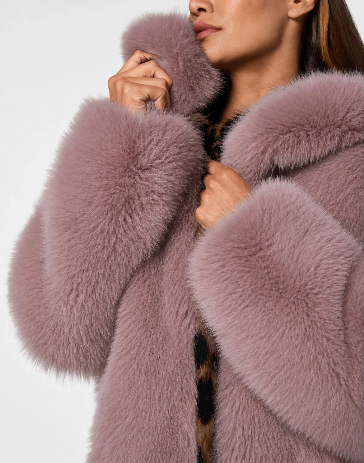 Fox Fur Oversize Jacket, цвет: Розовый