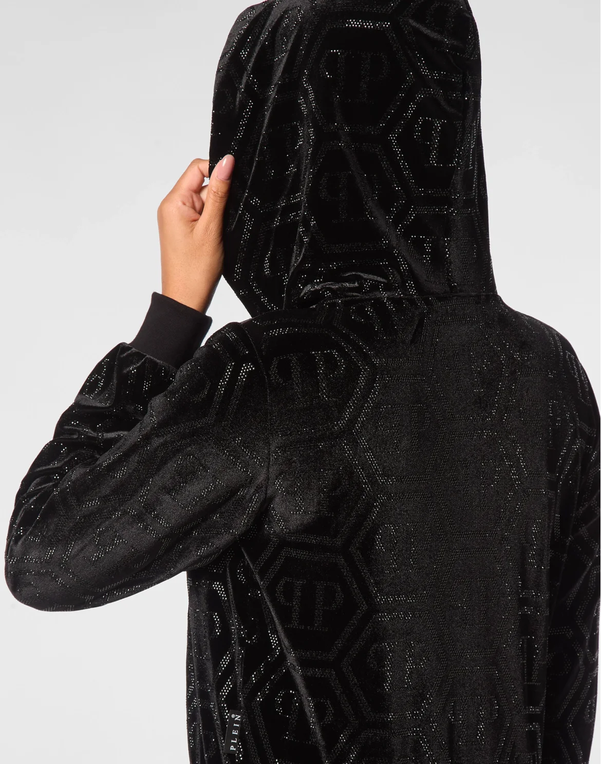 Hoodie Sweatshirt Strass Monogram, цвет: Черный