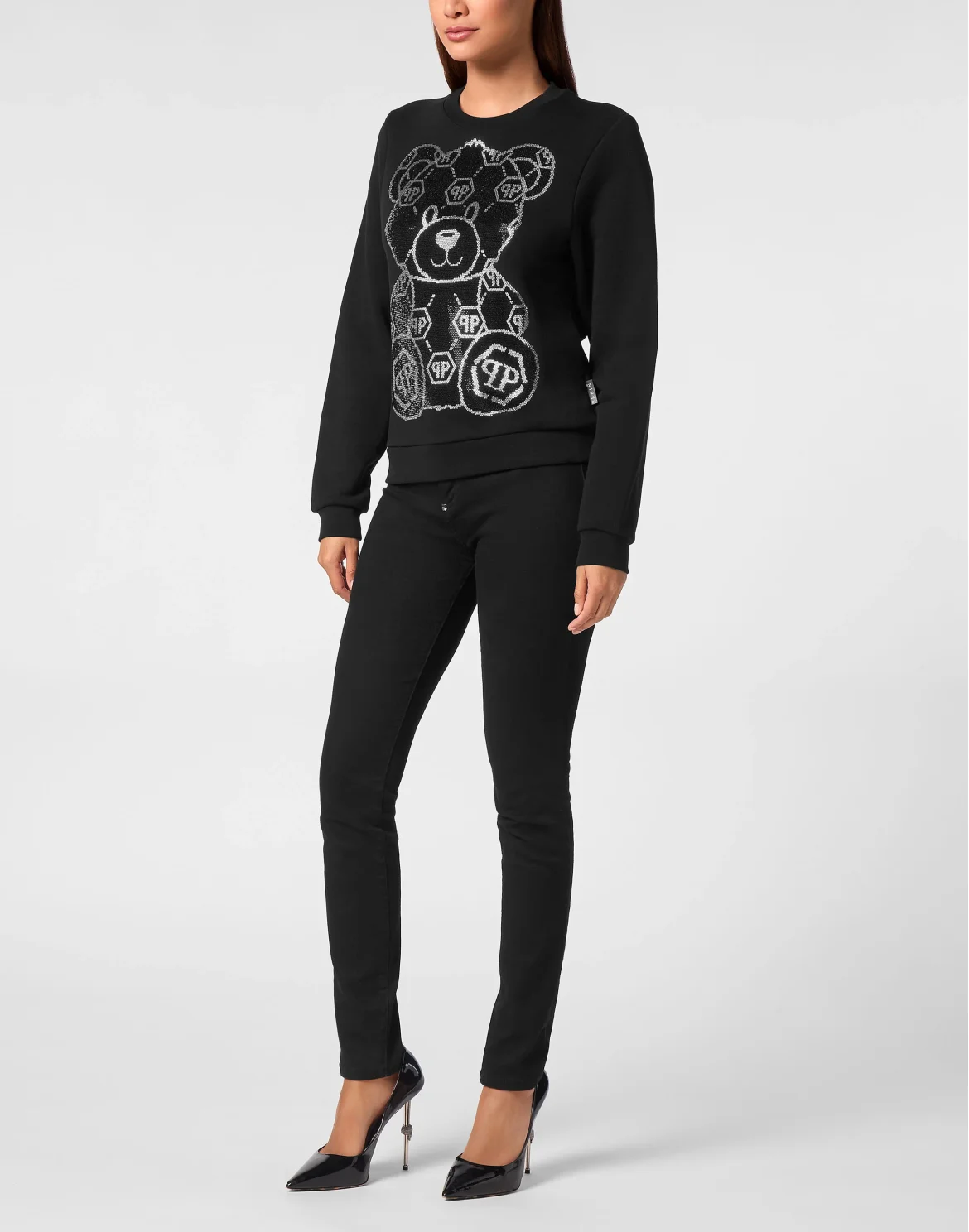 Sweatshirt Long-Sleeve Strass Teddy Bear, цвет: Черный