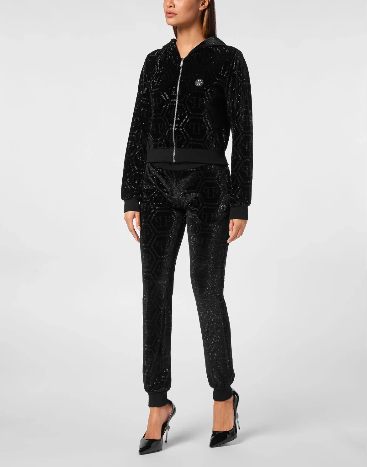 Jogging Trousers Strass Monogram, цвет: Черный