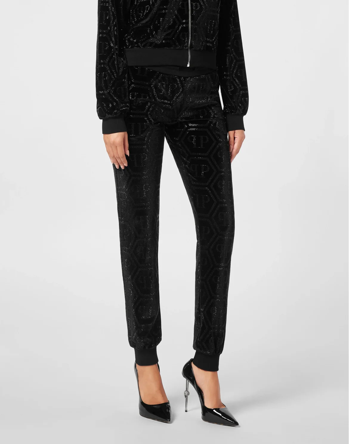 Jogging Trousers Strass Monogram, цвет: Черный