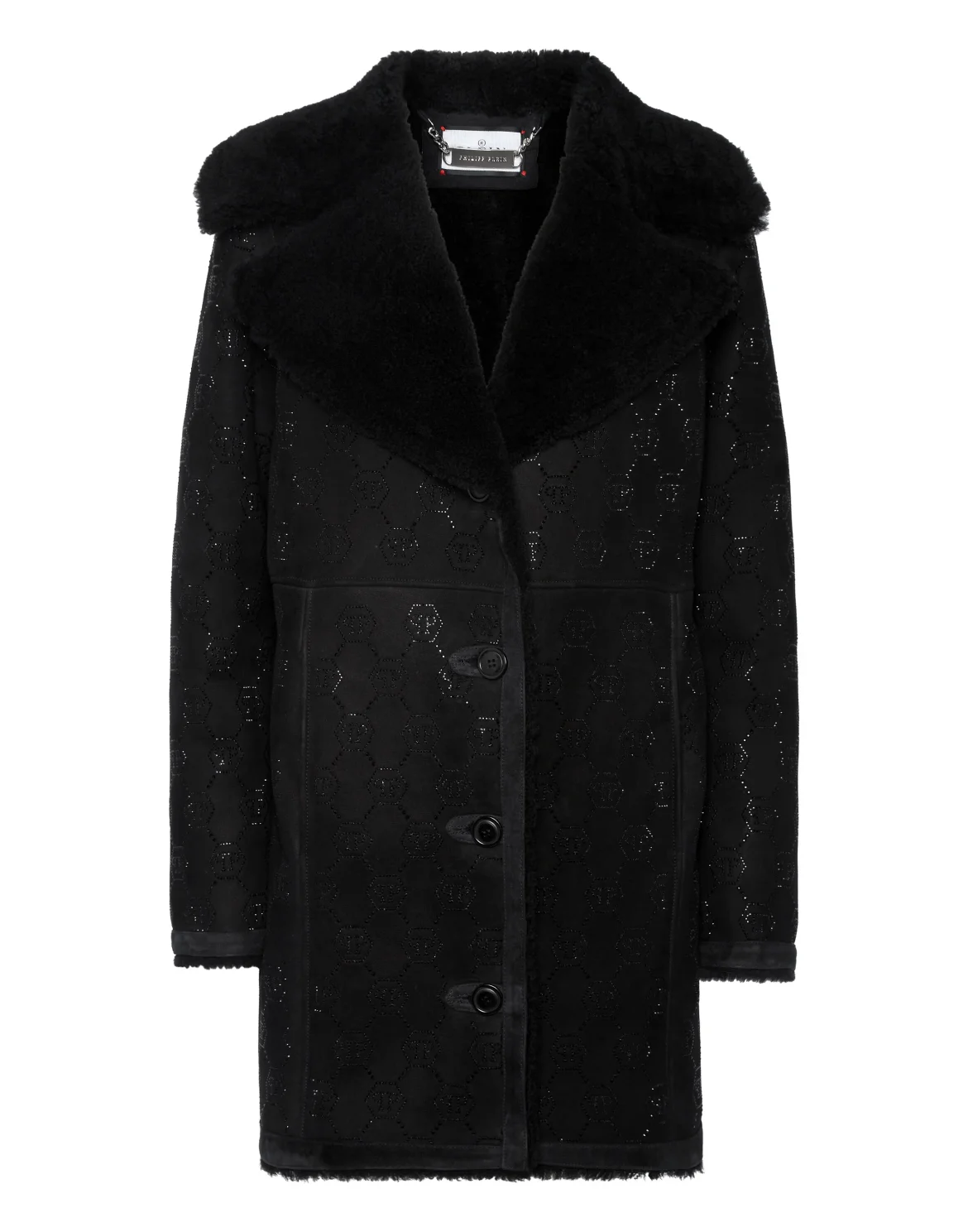 Shearling Oversize Coat Strass Monogram, цвет: Черный