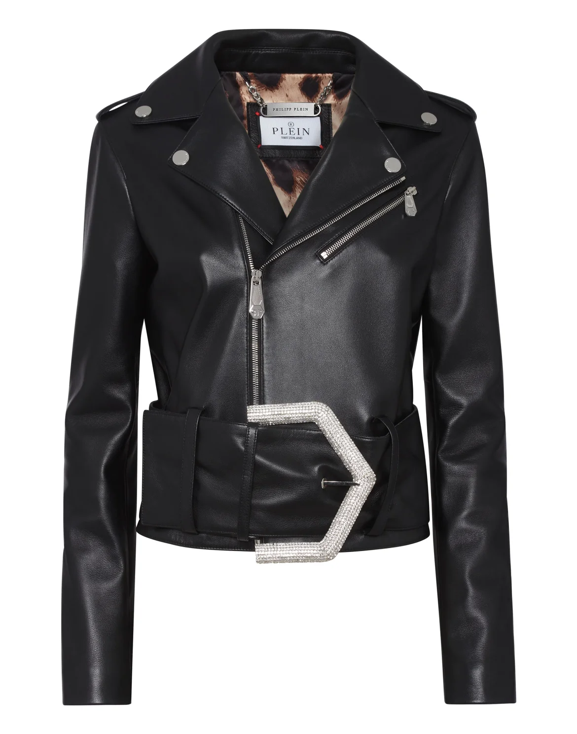 Leather Biker Jacket Strass, цвет: Черный
