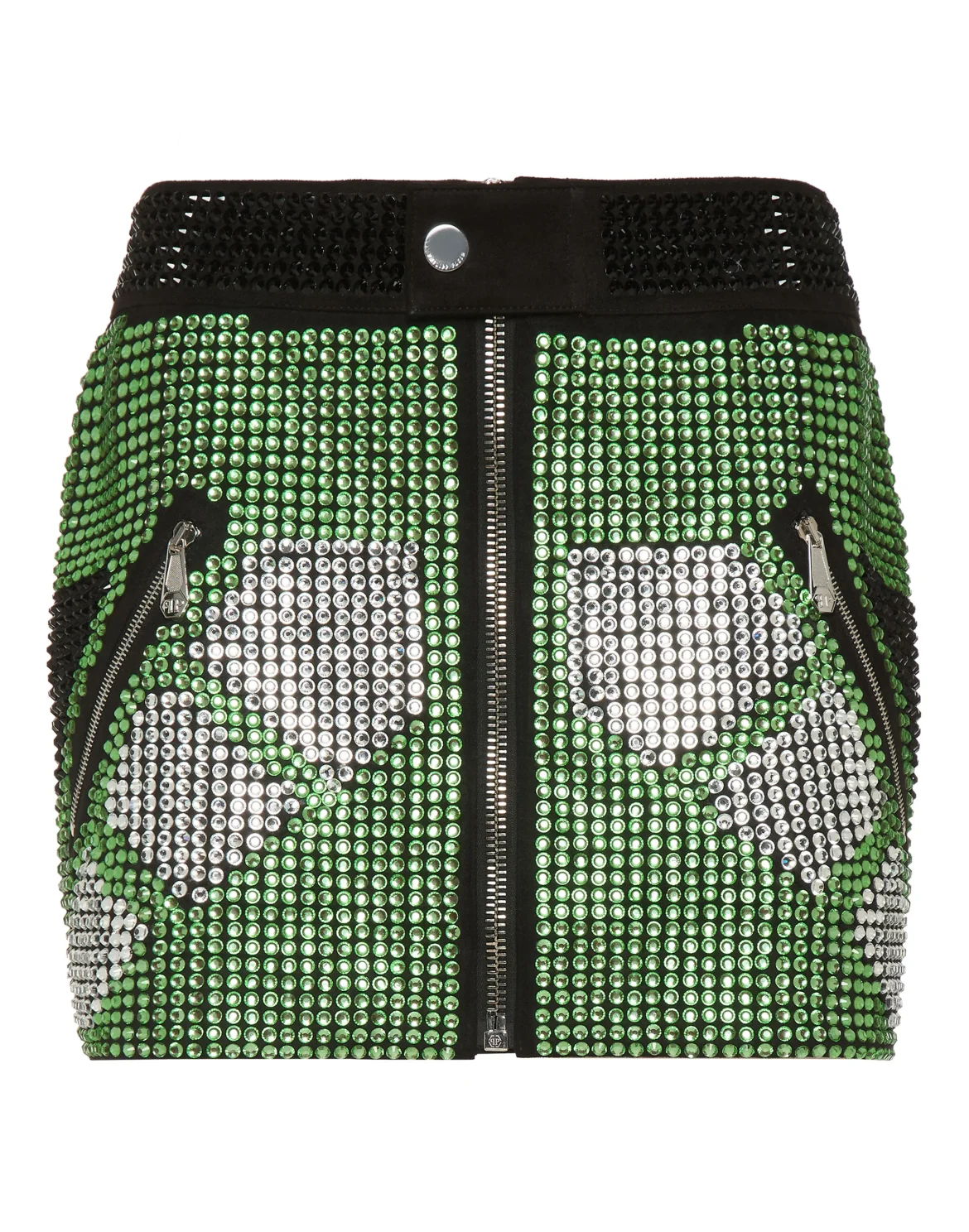 Leather Strass  Skirt Mini Crystal, цвет: Зеленый