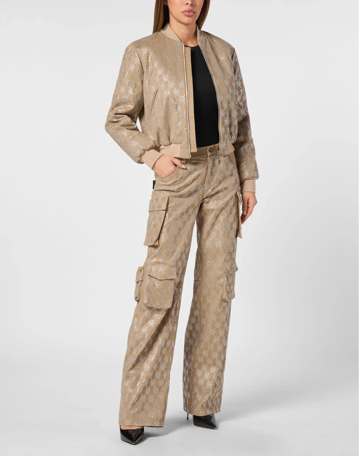 Gabardine Bomber Strass Monogram, цвет: Бежевый