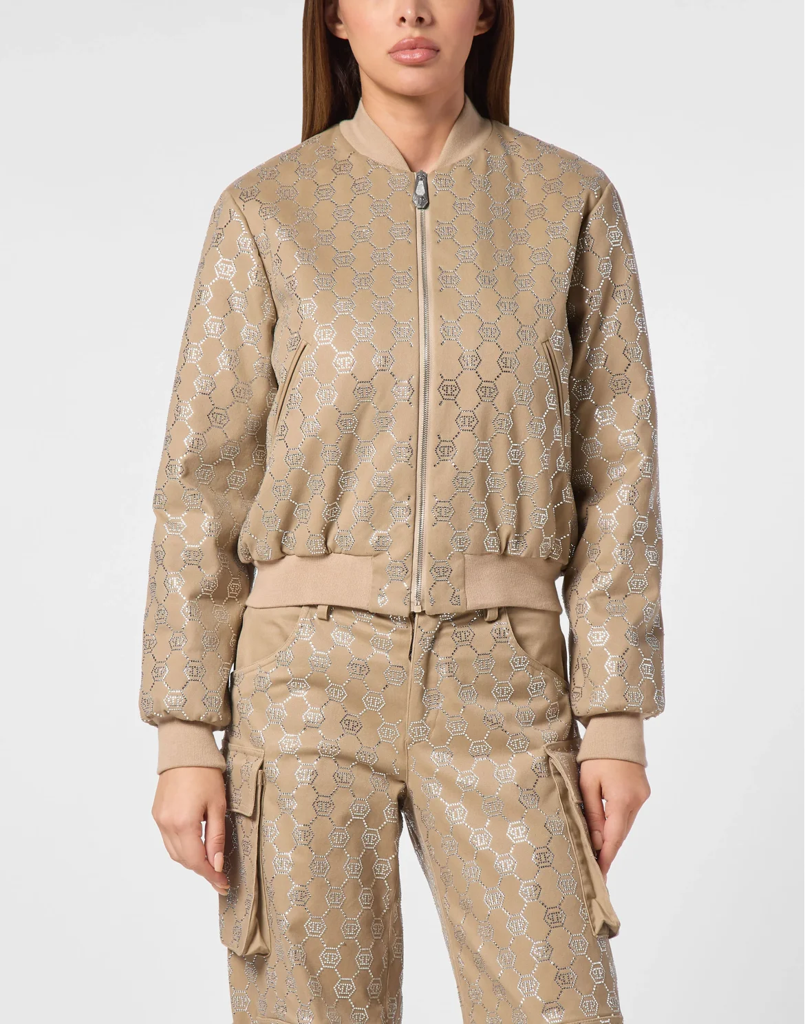 Gabardine Bomber Strass Monogram, цвет: Бежевый
