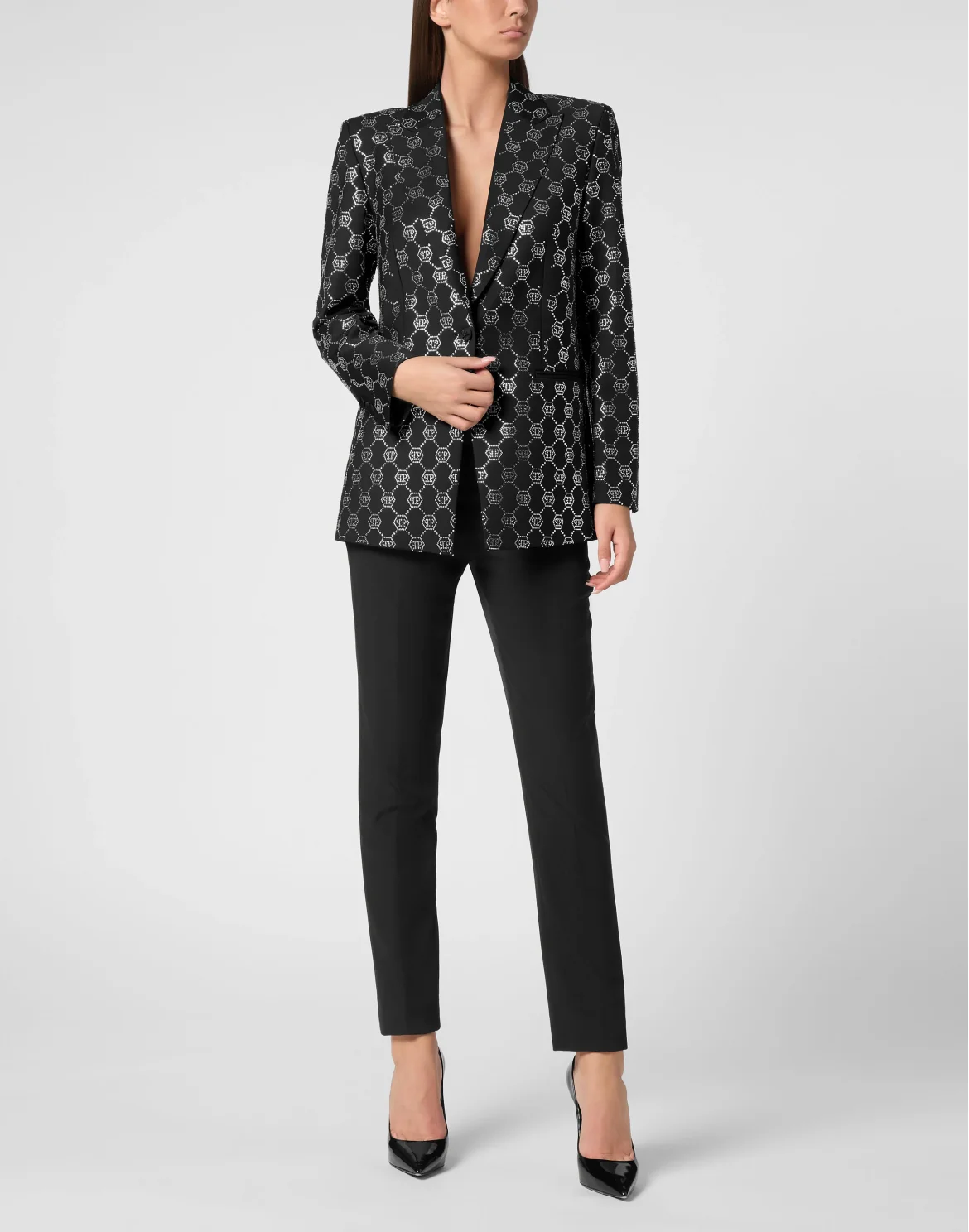 Wool Blazer Strass Monogram, цвет: Черный