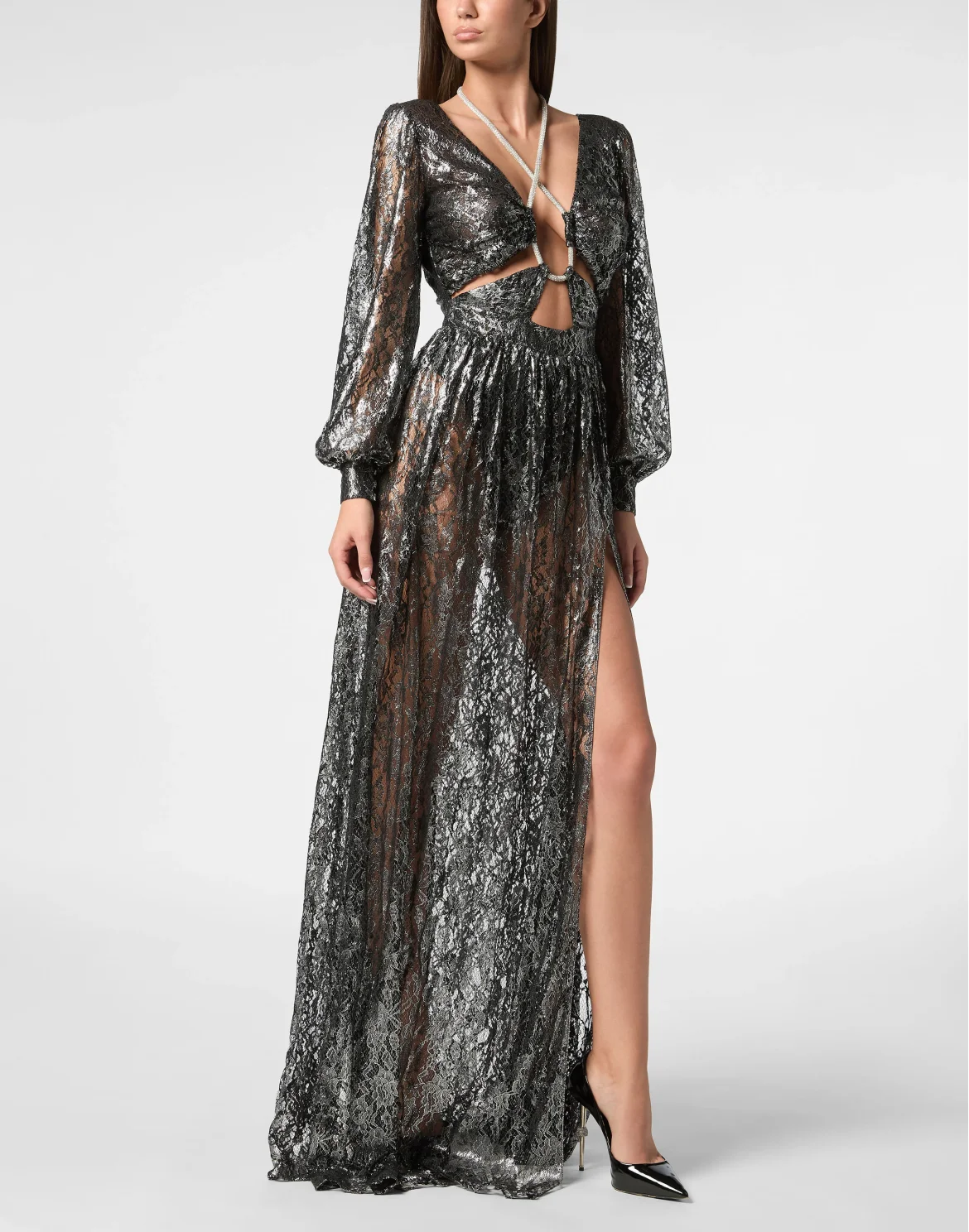 Crystal Lace Long Dress, цвет: Черный