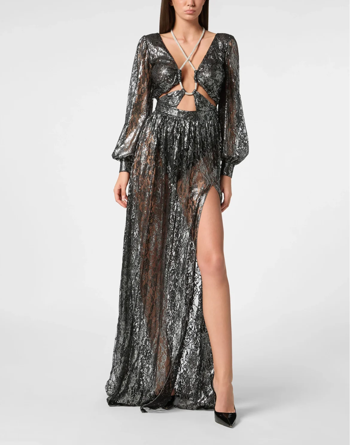 Crystal Lace Long Dress, цвет: Черный