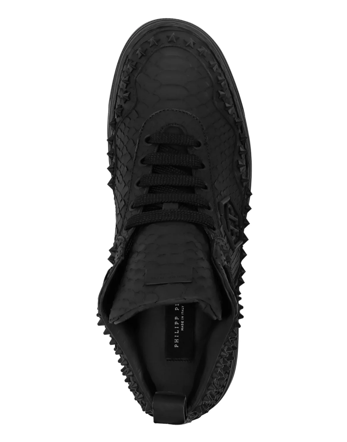 Python Leather Mid-Top Sneakers Studs, цвет: Черный