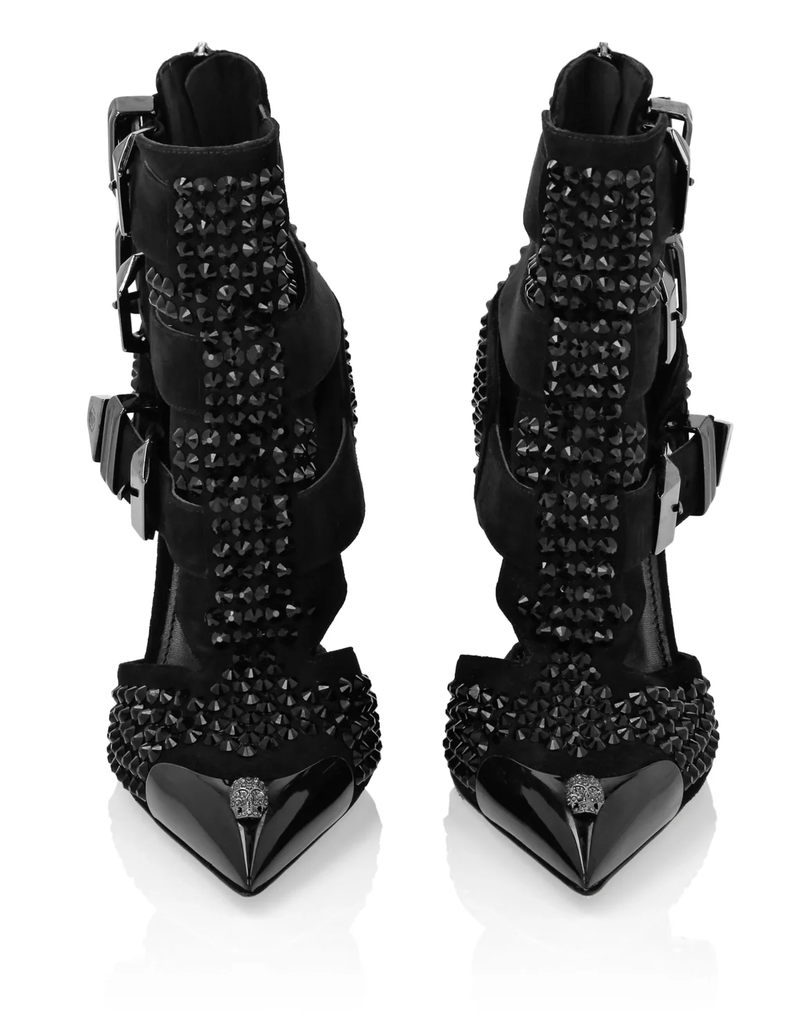 Suede Strass Sandals High Heels Skull, цвет: Черный
