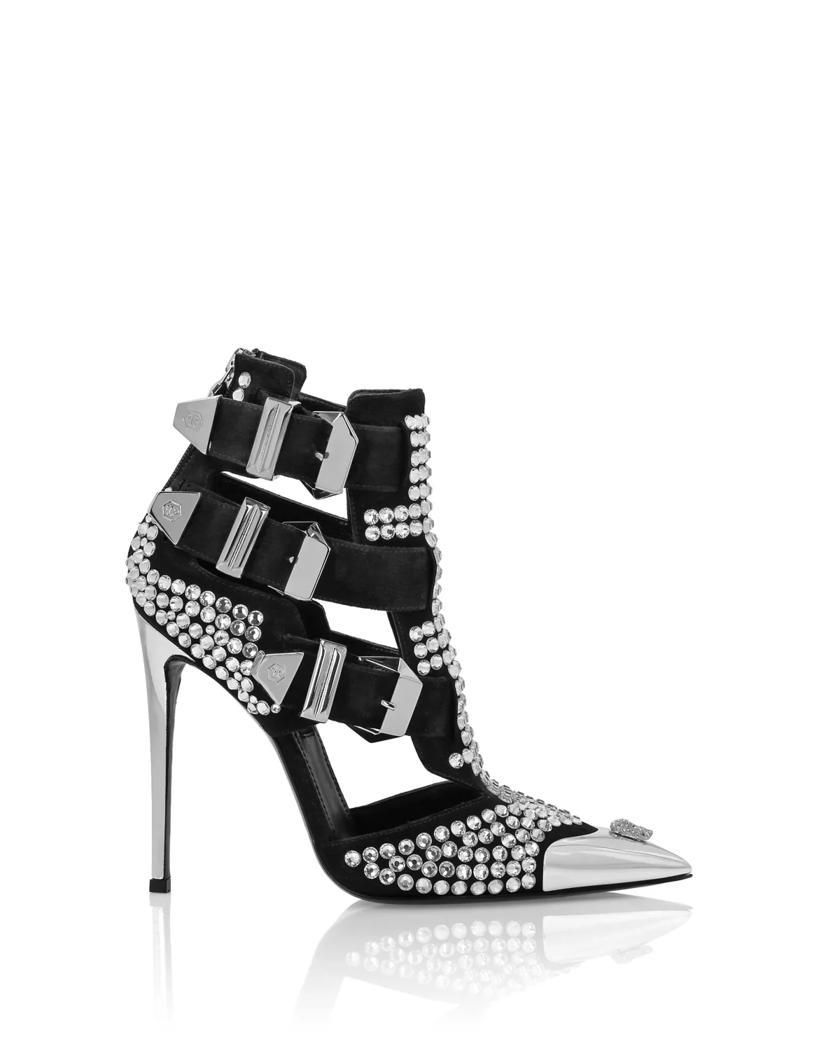 Suede Strass Sandals High Heels Skull, цвет: Прозрачный