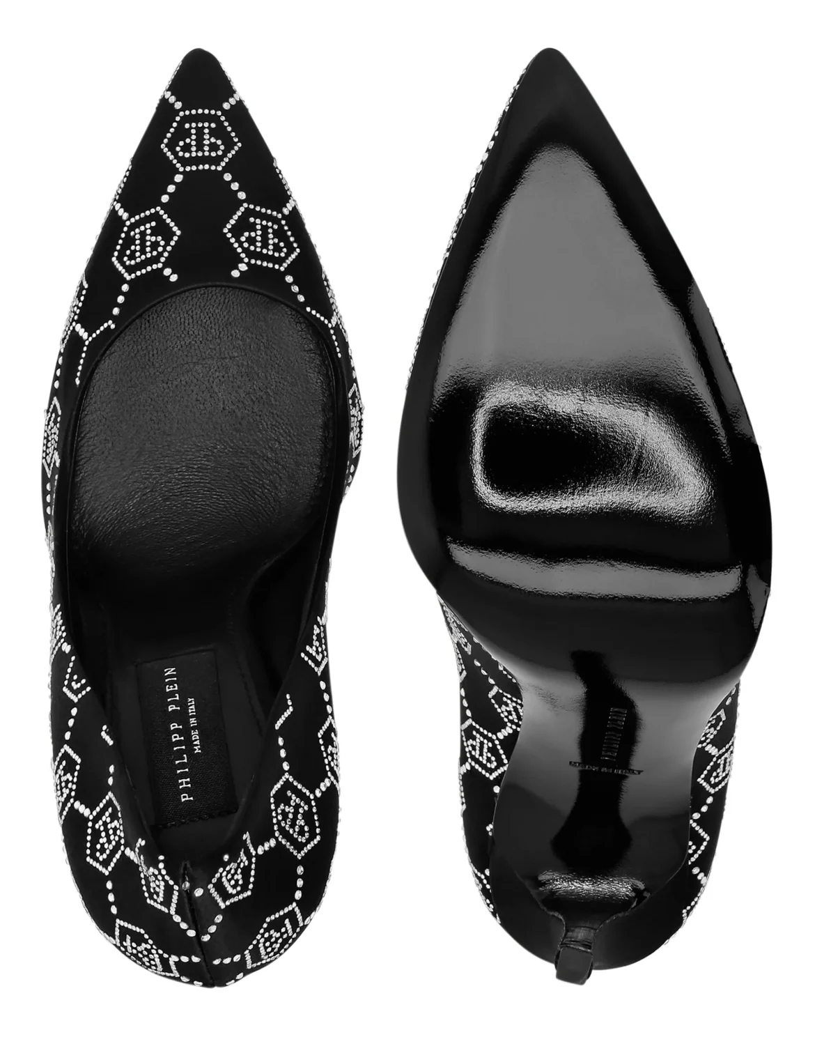 Satin Decollete Hi-Heels Strass Monogram, цвет: Черный