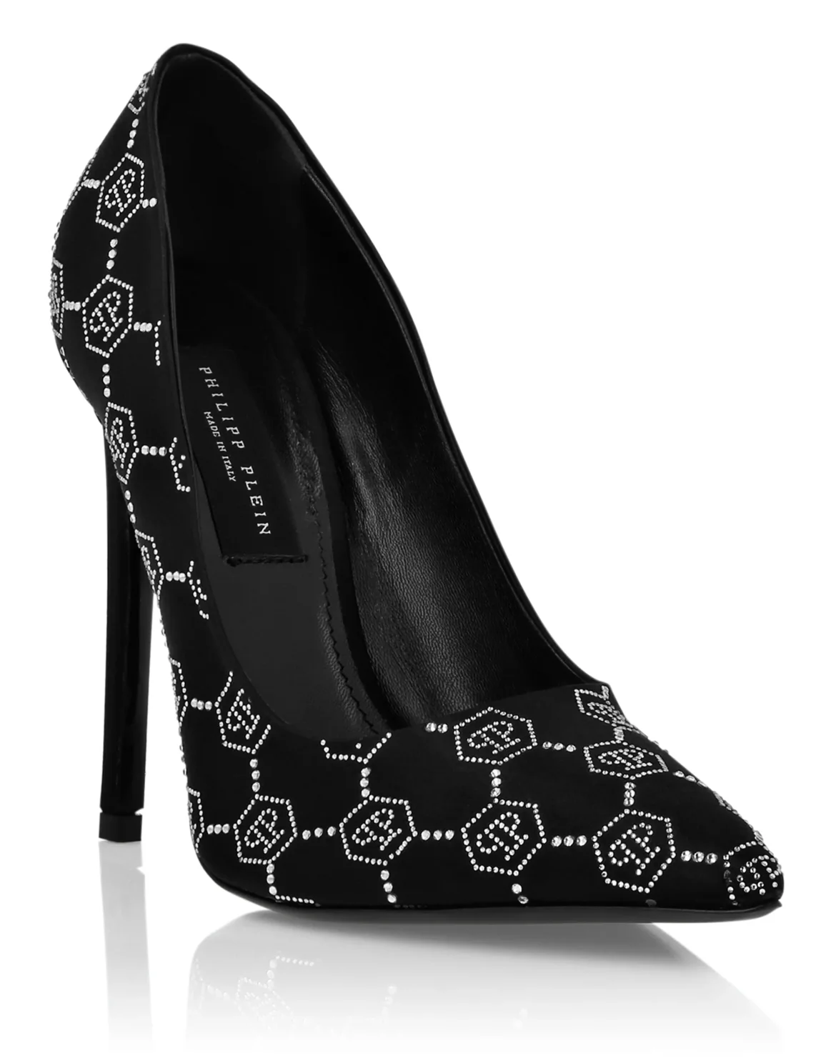 Satin Decollete Hi-Heels Strass Monogram, цвет: Черный