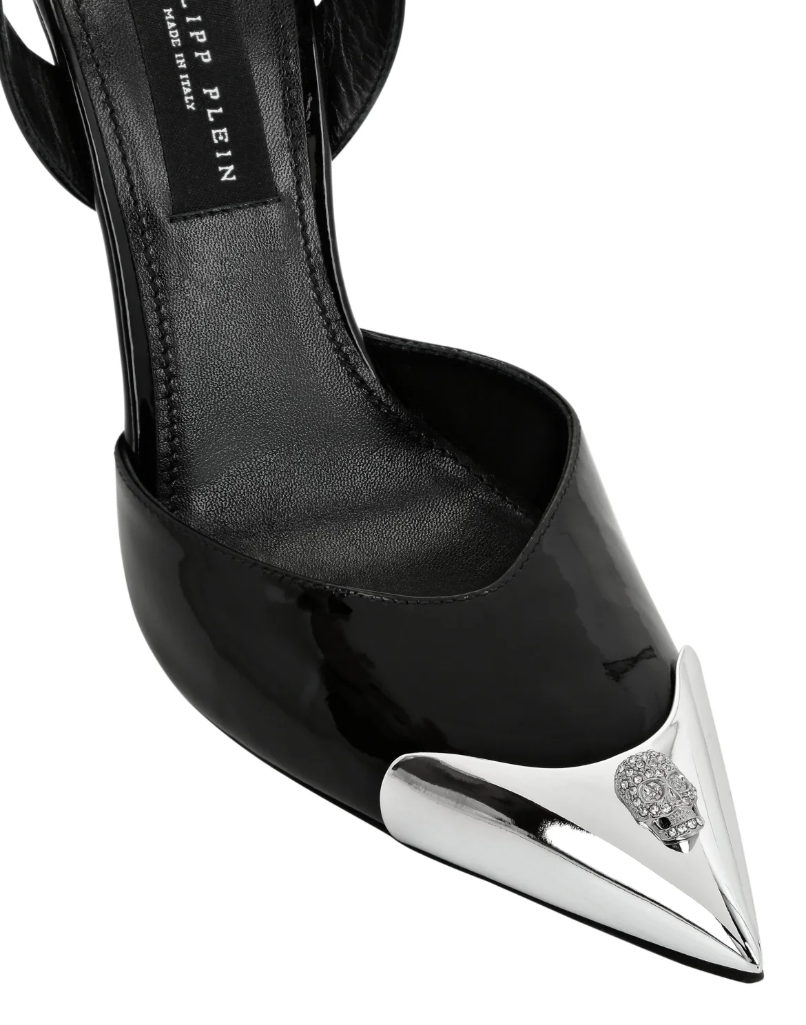 Patent Leather Slingback High Heels Shoes Skull strass, цвет: Черный