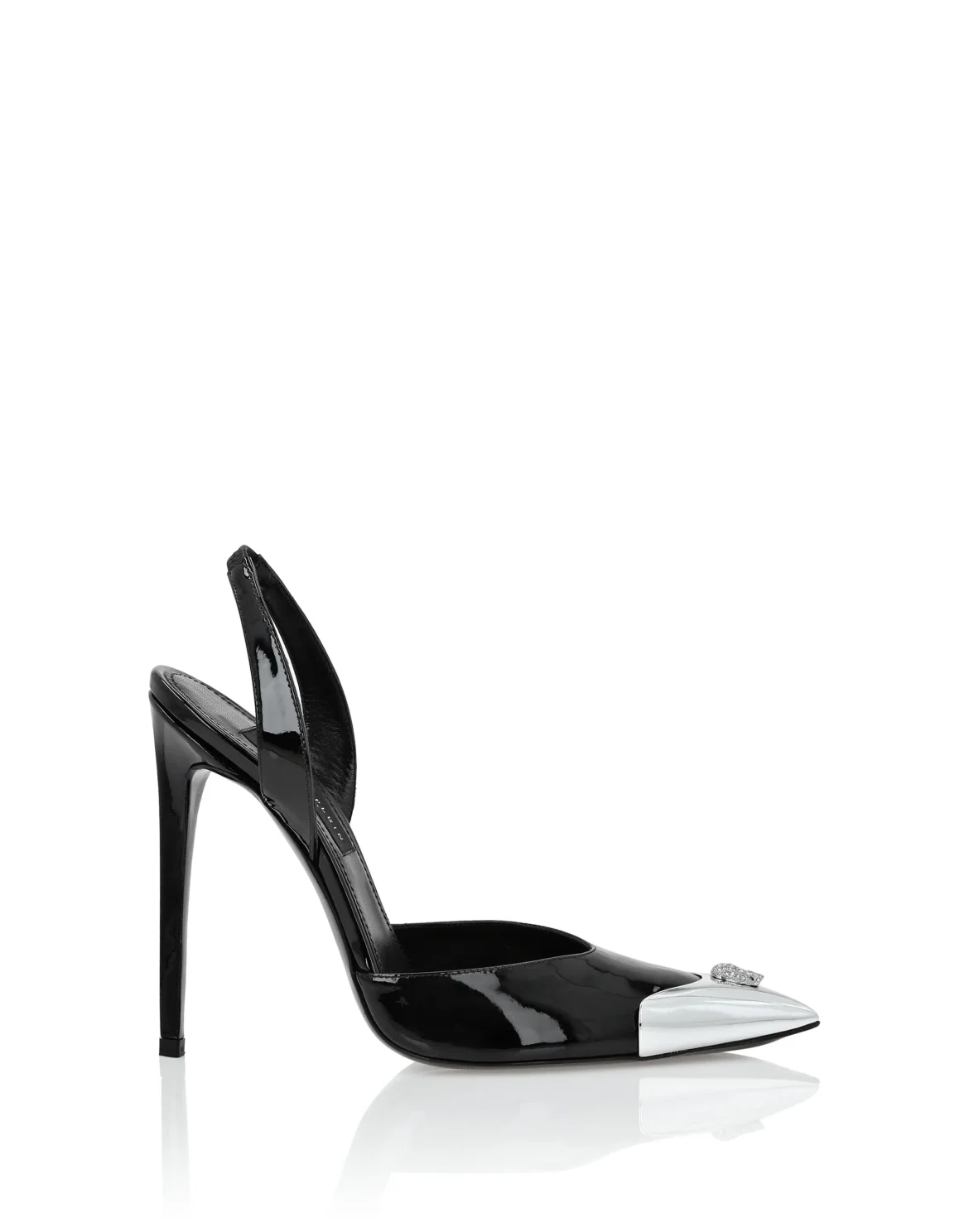 Patent Leather Slingback High Heels Shoes Skull strass, цвет: Черный
