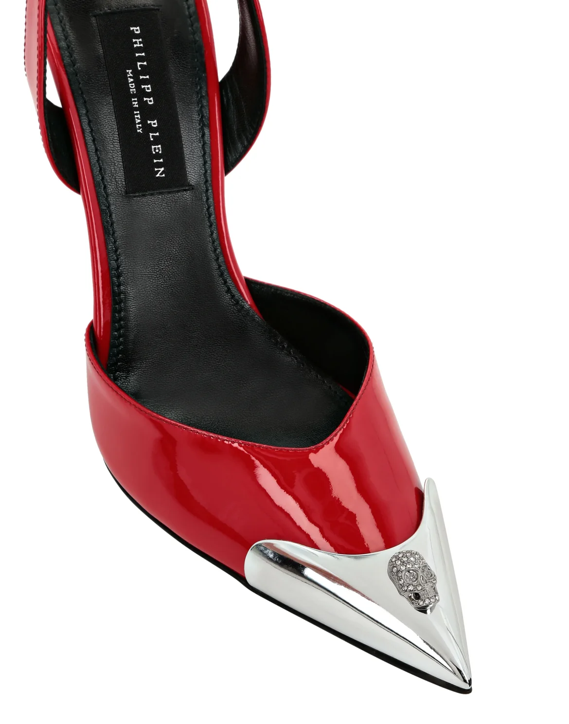 Patent Leather Slingback High Heels Shoes Skull strass, цвет: Красный