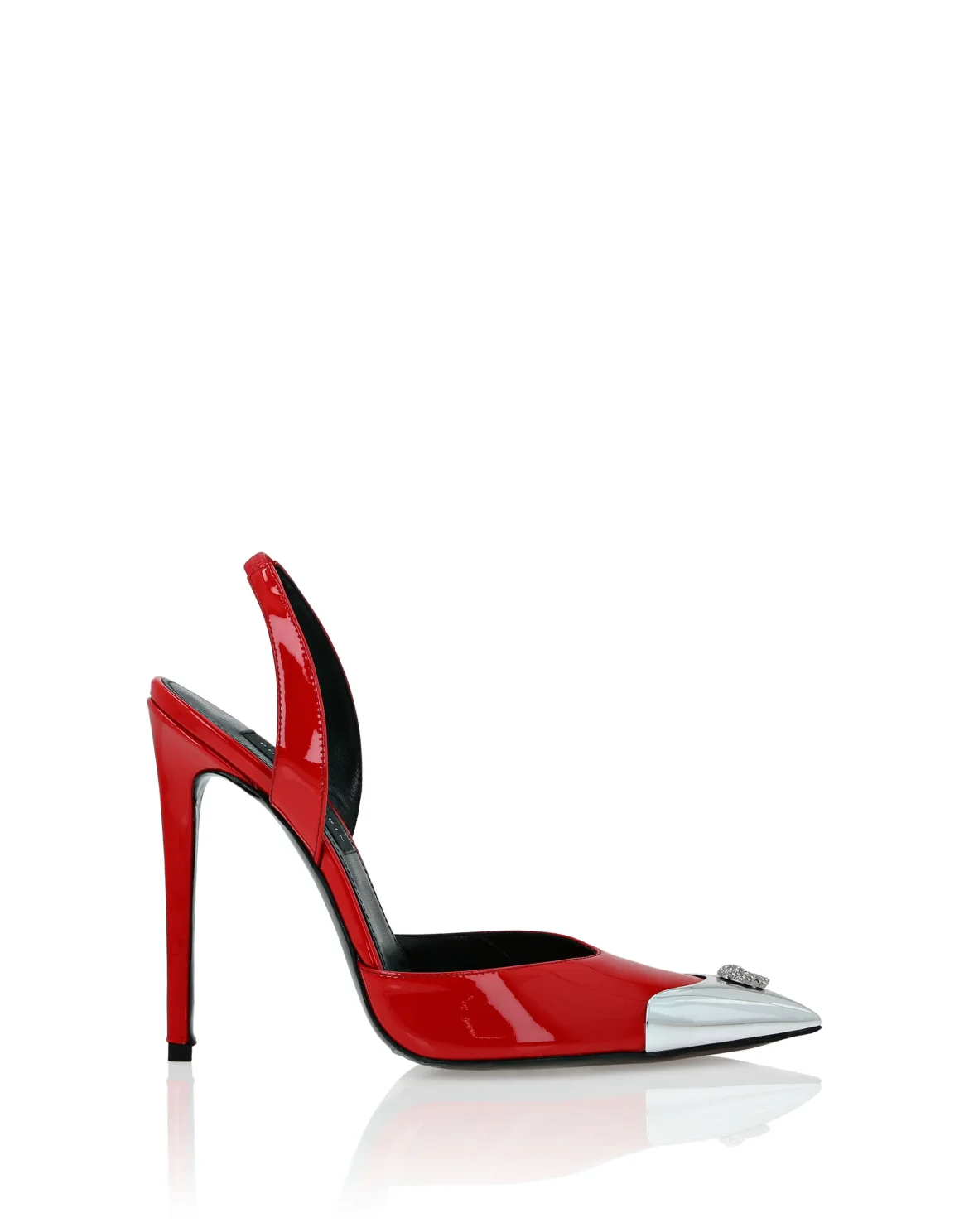 Patent Leather Slingback High Heels Shoes Skull strass, цвет: Красный