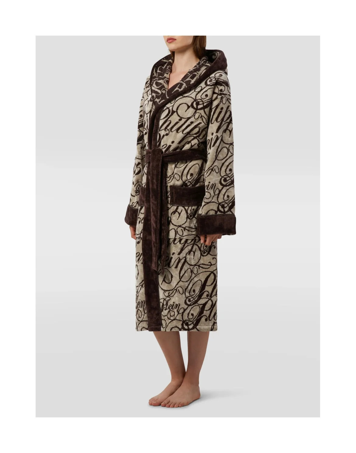 Hooded Bathrobe Signature, цвет: Коричневый