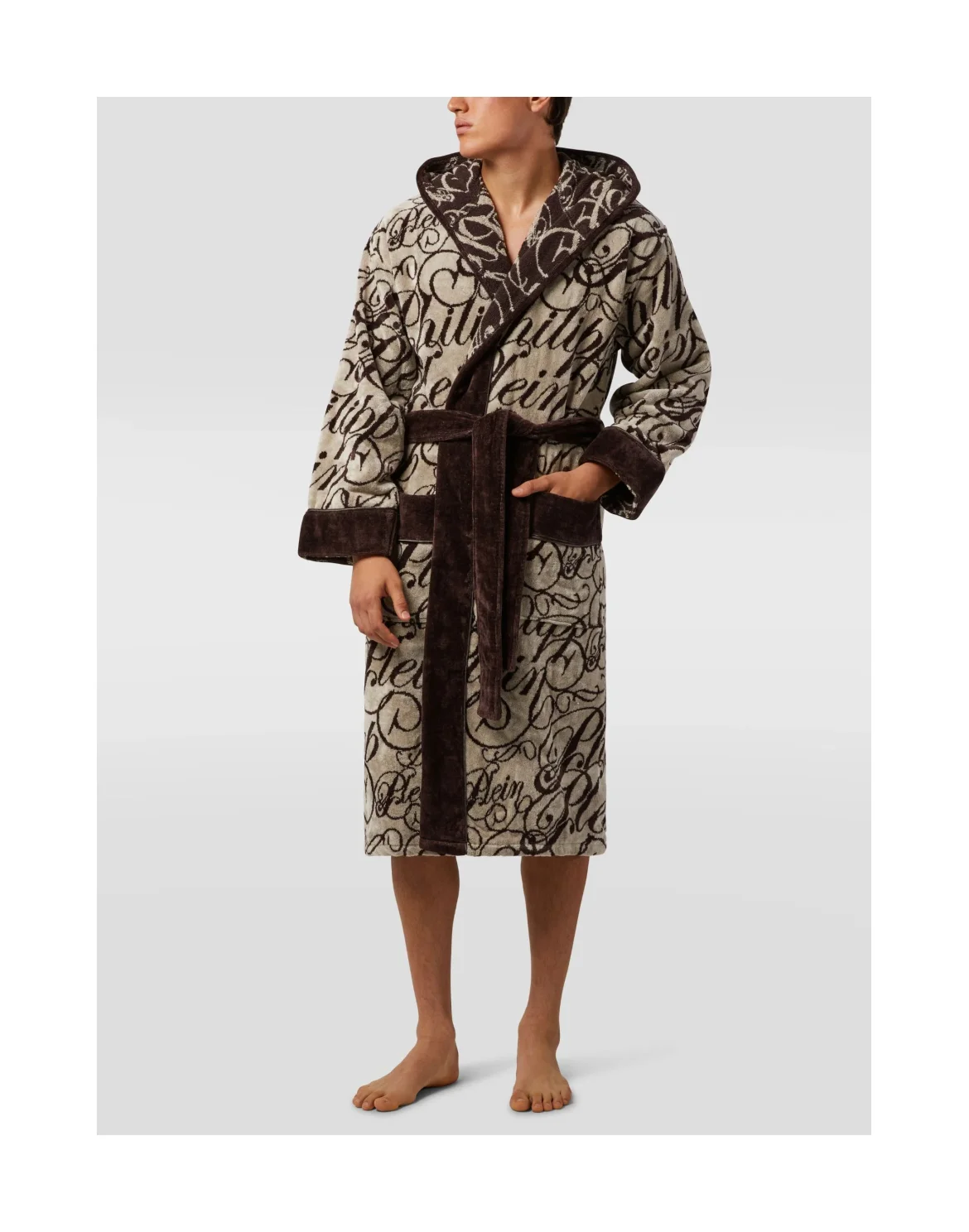 Hooded Bathrobe Signature, цвет: Коричневый