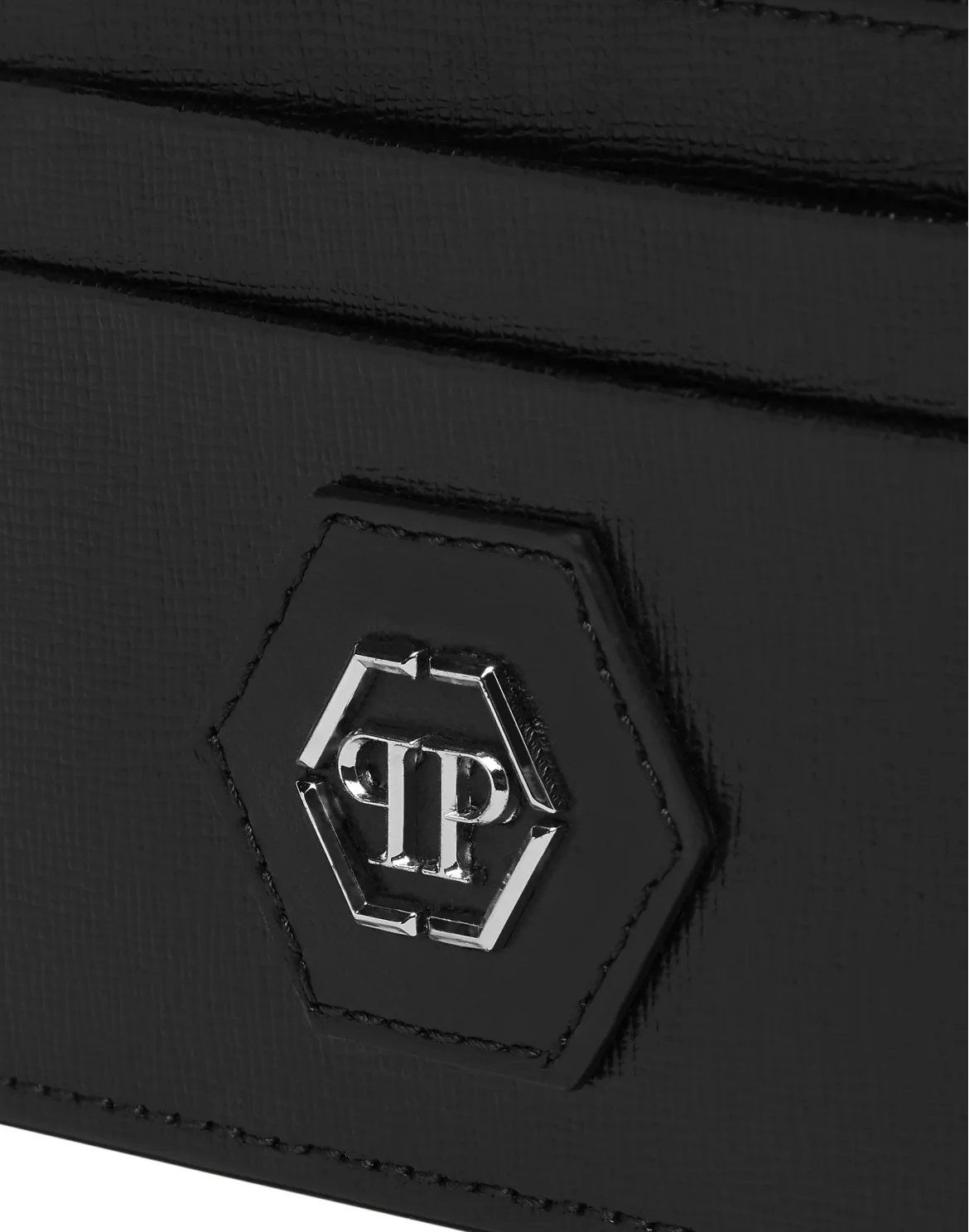 Saffiano Leather Card Holder Hexagon, цвет: Черный