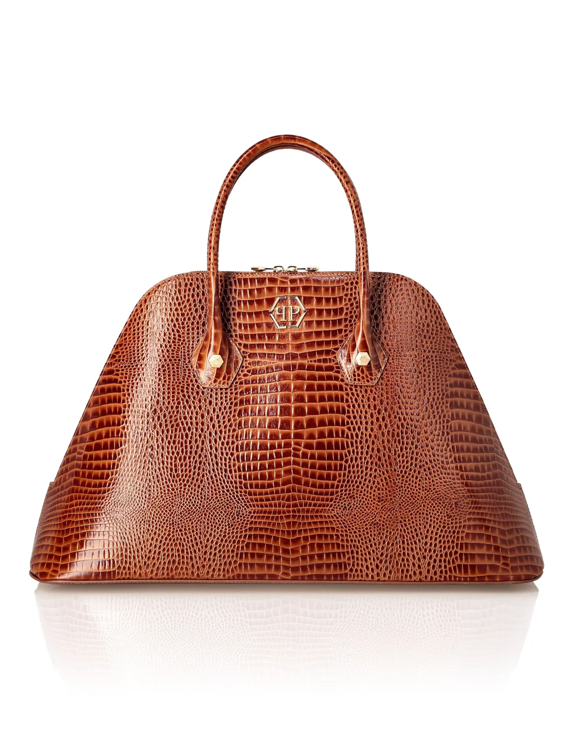 Philipp Plein Majestic Handbag Cocco Large, цвет: Коричневый