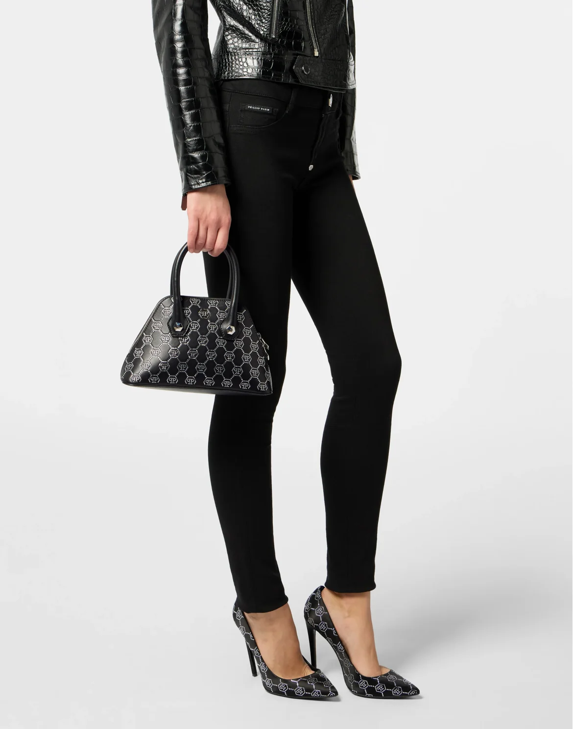 Philipp Plein Majestic Handbag Monogram Small, цвет: Черный