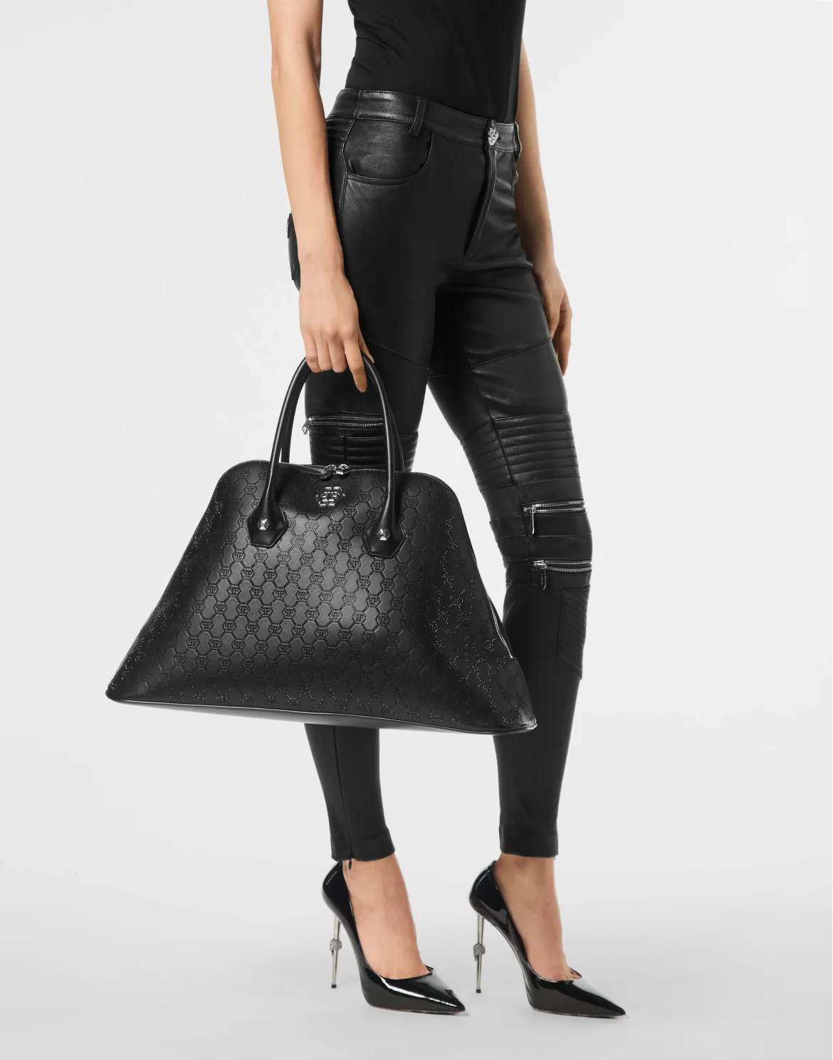 Philipp Plein Majestic Handbag Monogram Large, цвет: Черный
